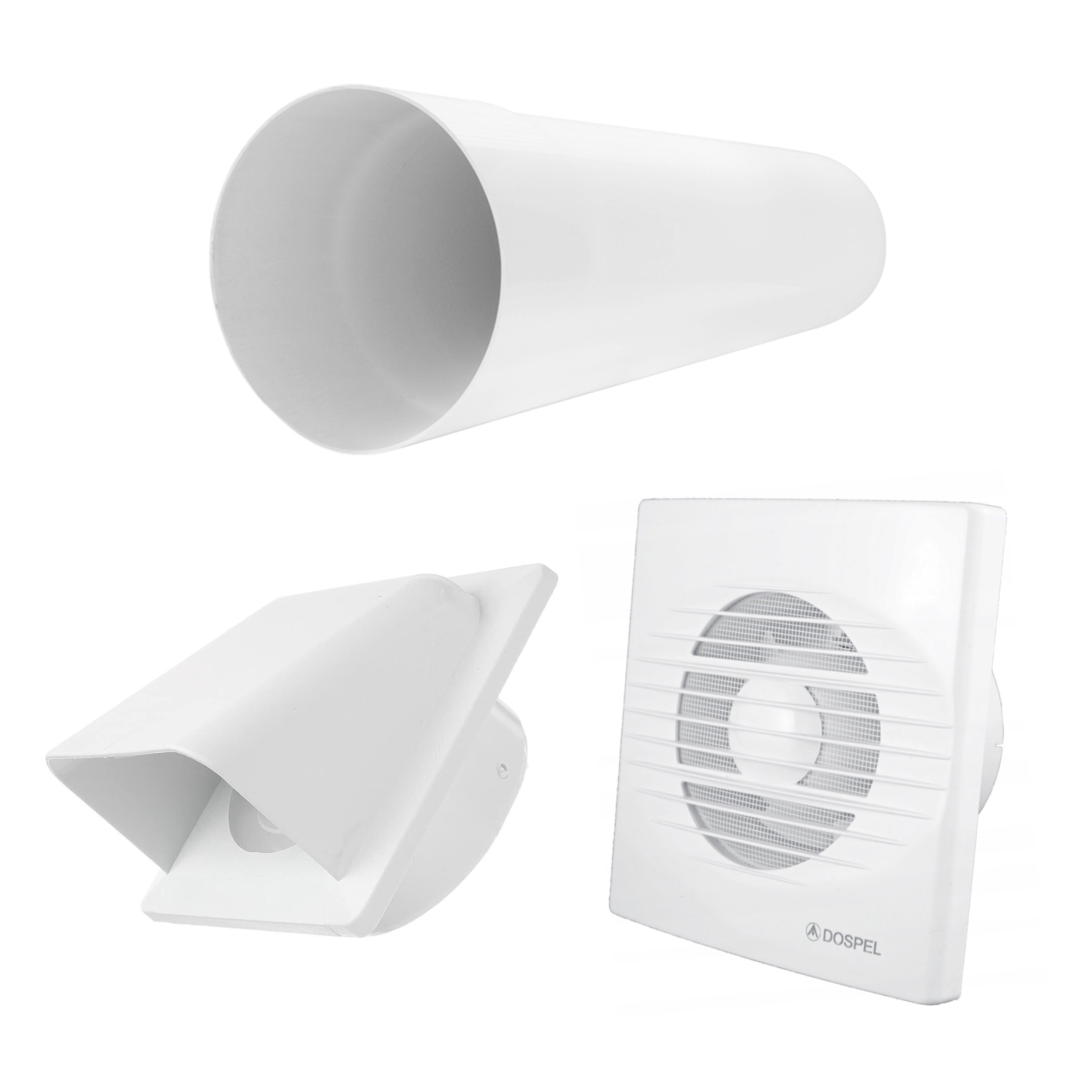 Through Wall Ventilation Kit RICO Standard Fan with White External Vent