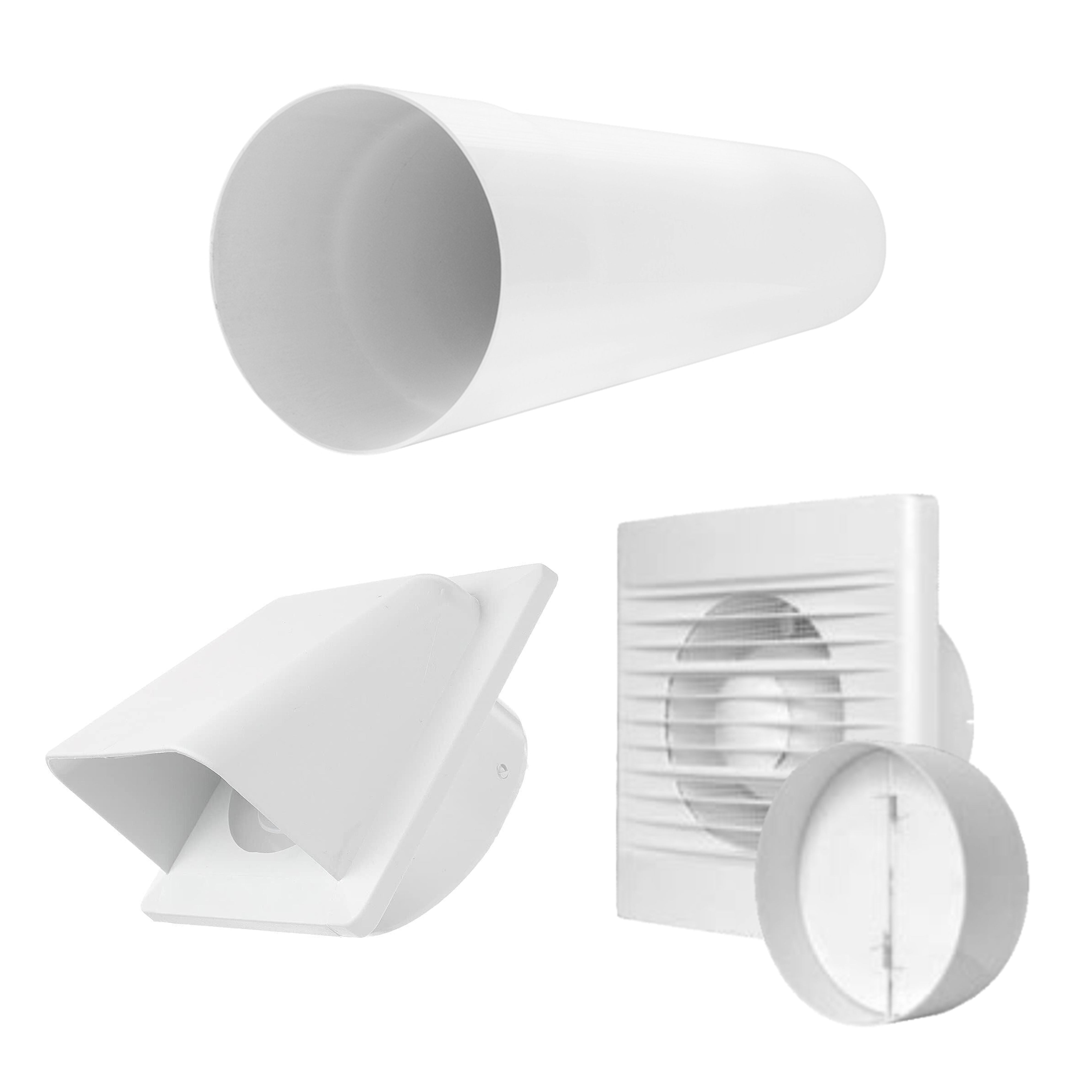 Through Wall Ventilation Kit - STYL Fan with Timer and White External Vent