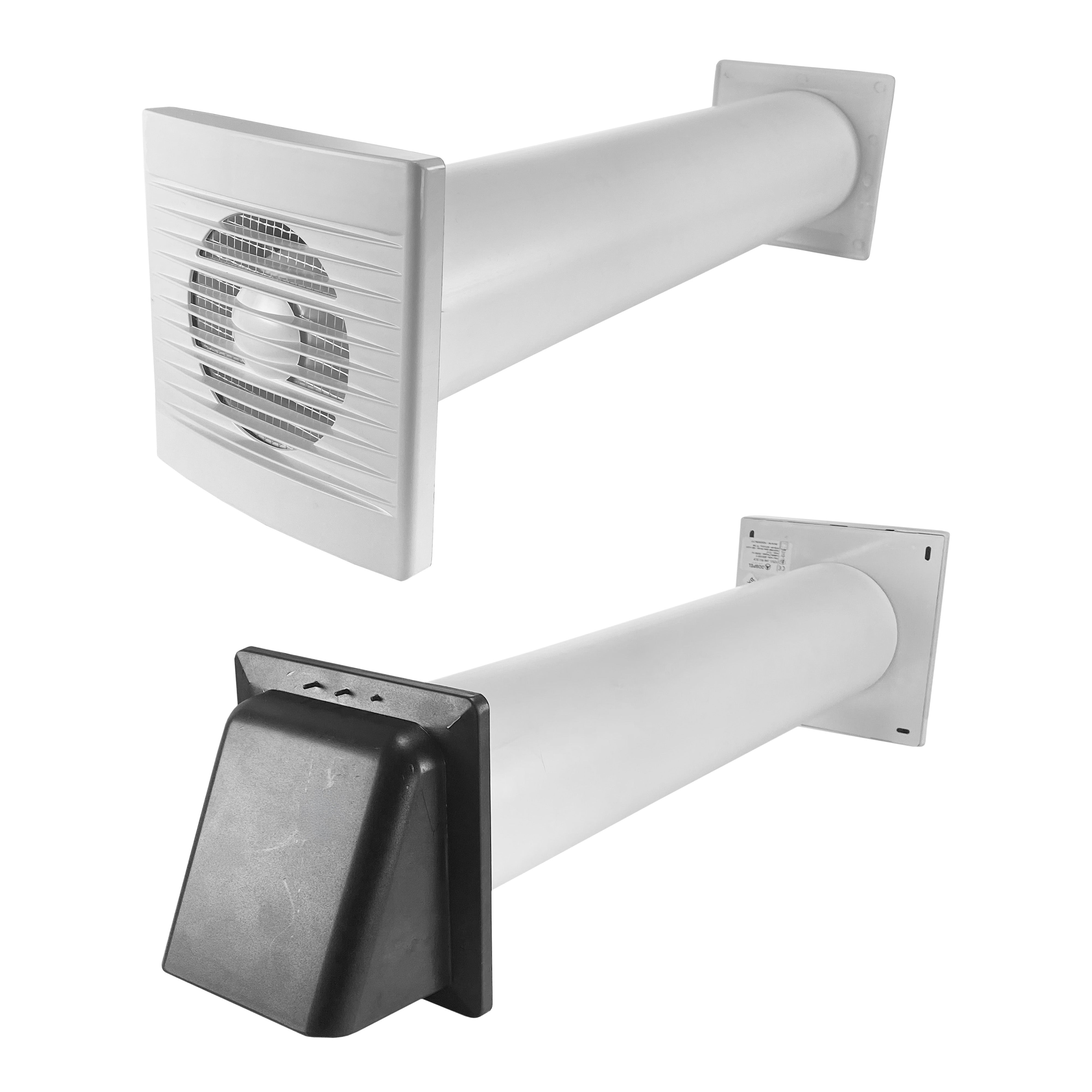 Through Wall Ventilation Kit - STYL Fan with Timer/Humidistat and Graphite External Vent