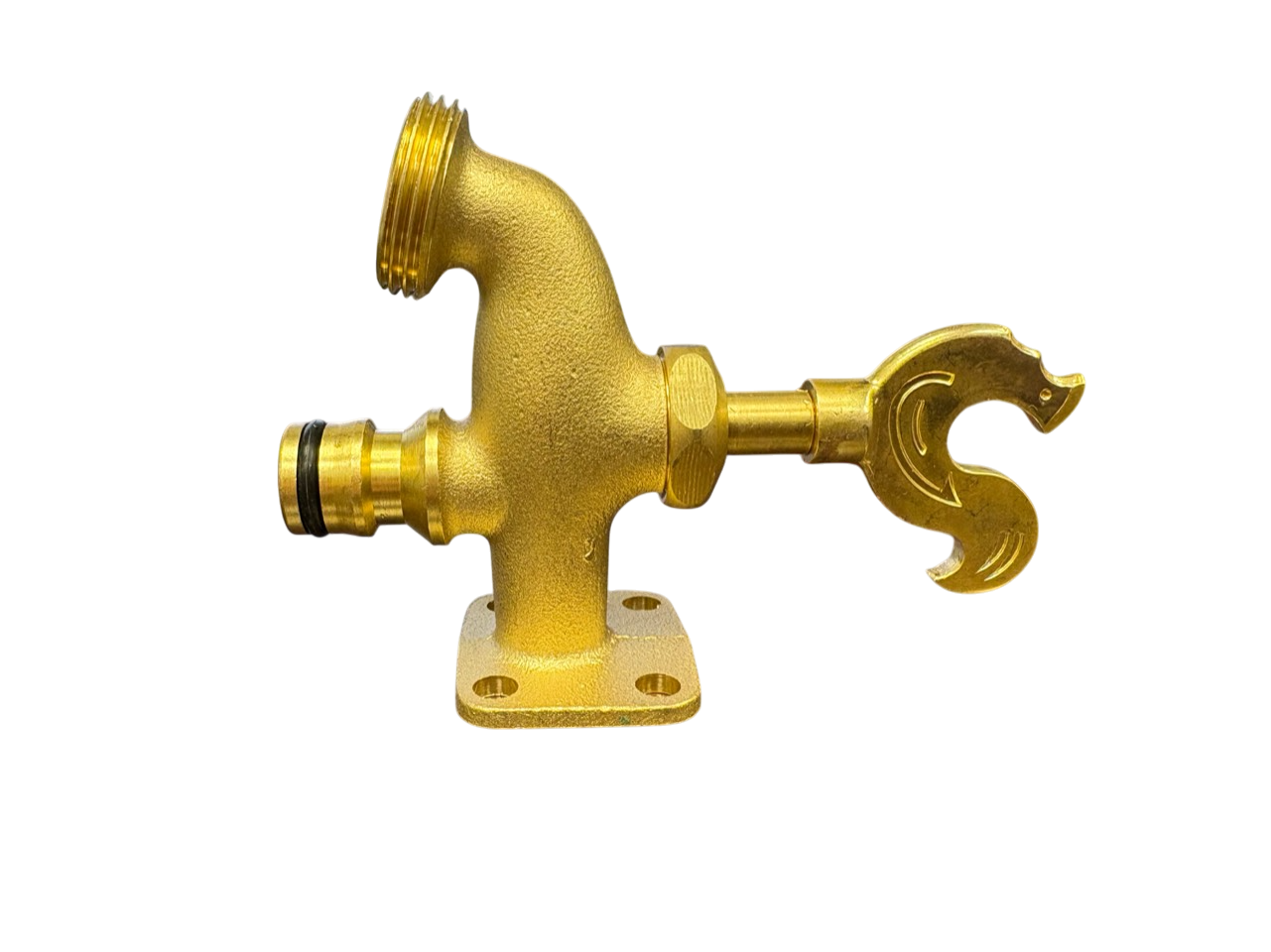 Brass Bib Tap with Quick Connect Inlet, ¾” BSP Thread Outlet, Rooster Design
