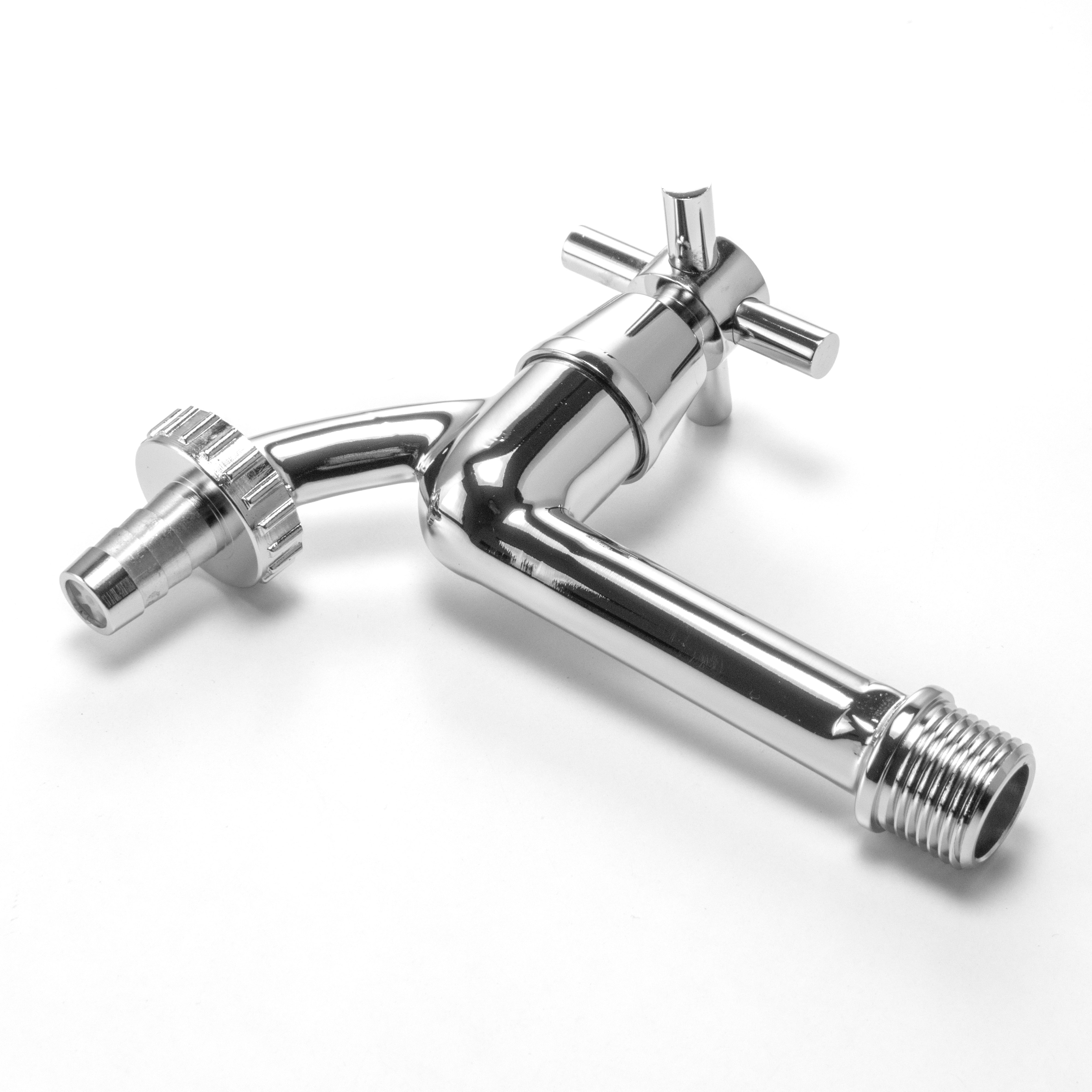 IBC 2" S60X6 - 1/2" BSP Cap with Extended Brass Chrome Tap 1/2" Barb