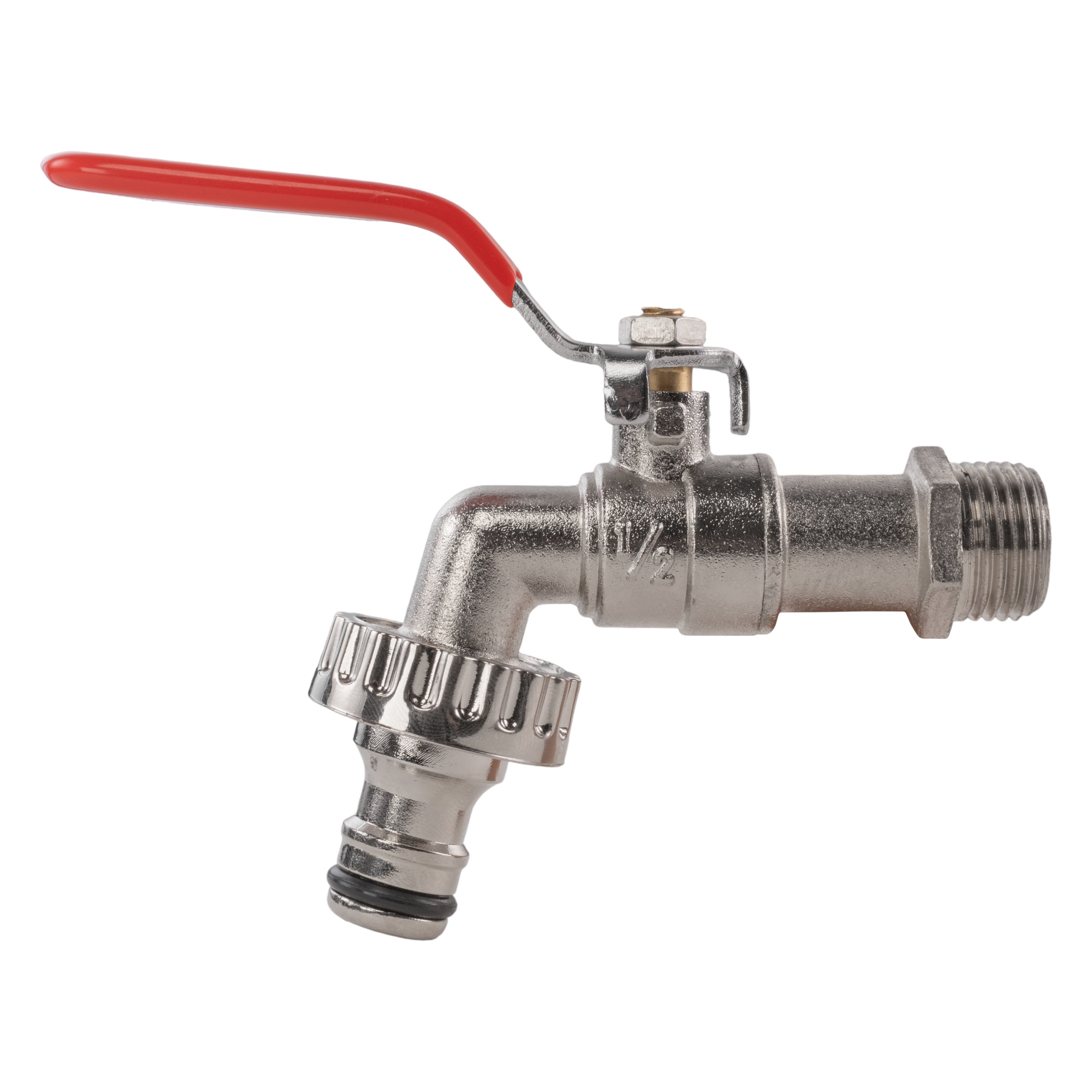 Garden Lever Tap - 3/4 BSPM Inlet - Snap On Male - Zinc Nickle Plated
