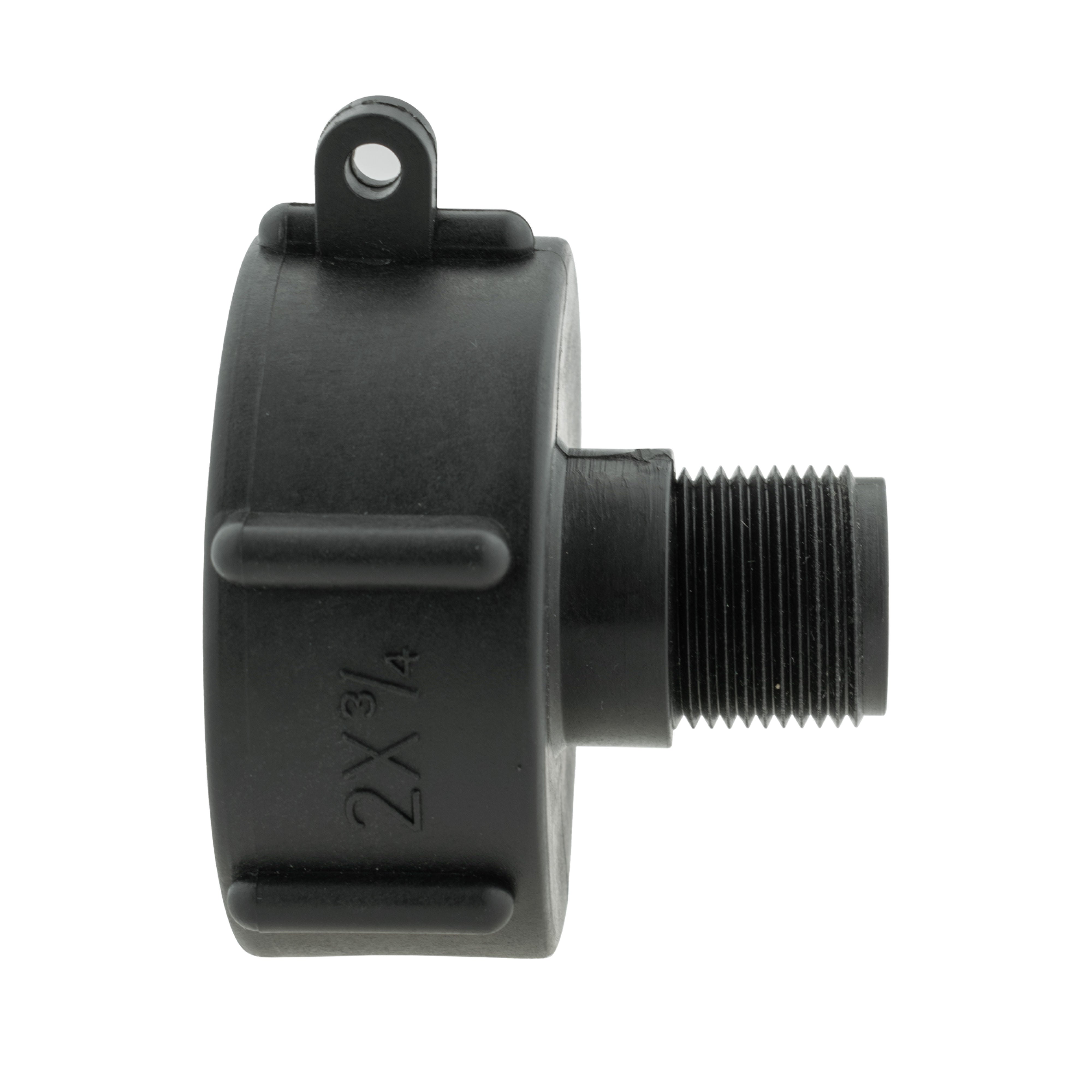 IBC 2” S60X6 Cap with BSP Female Lever Valve and Brass Compression Elbow ¾” BSP – 22mm