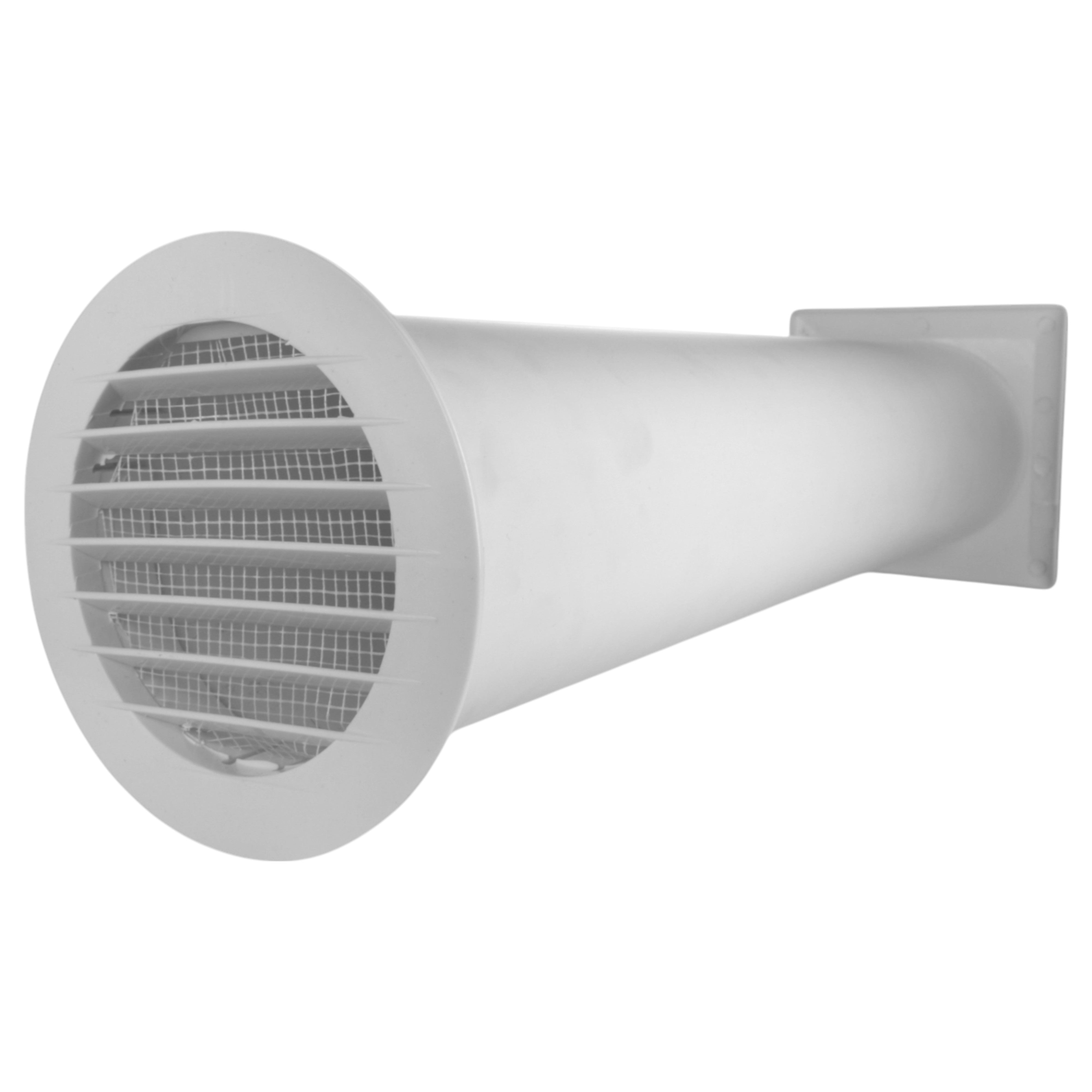 Through Wall Ventilation Kit Round Louvre Vent VC-KRO0184 with White External Vent