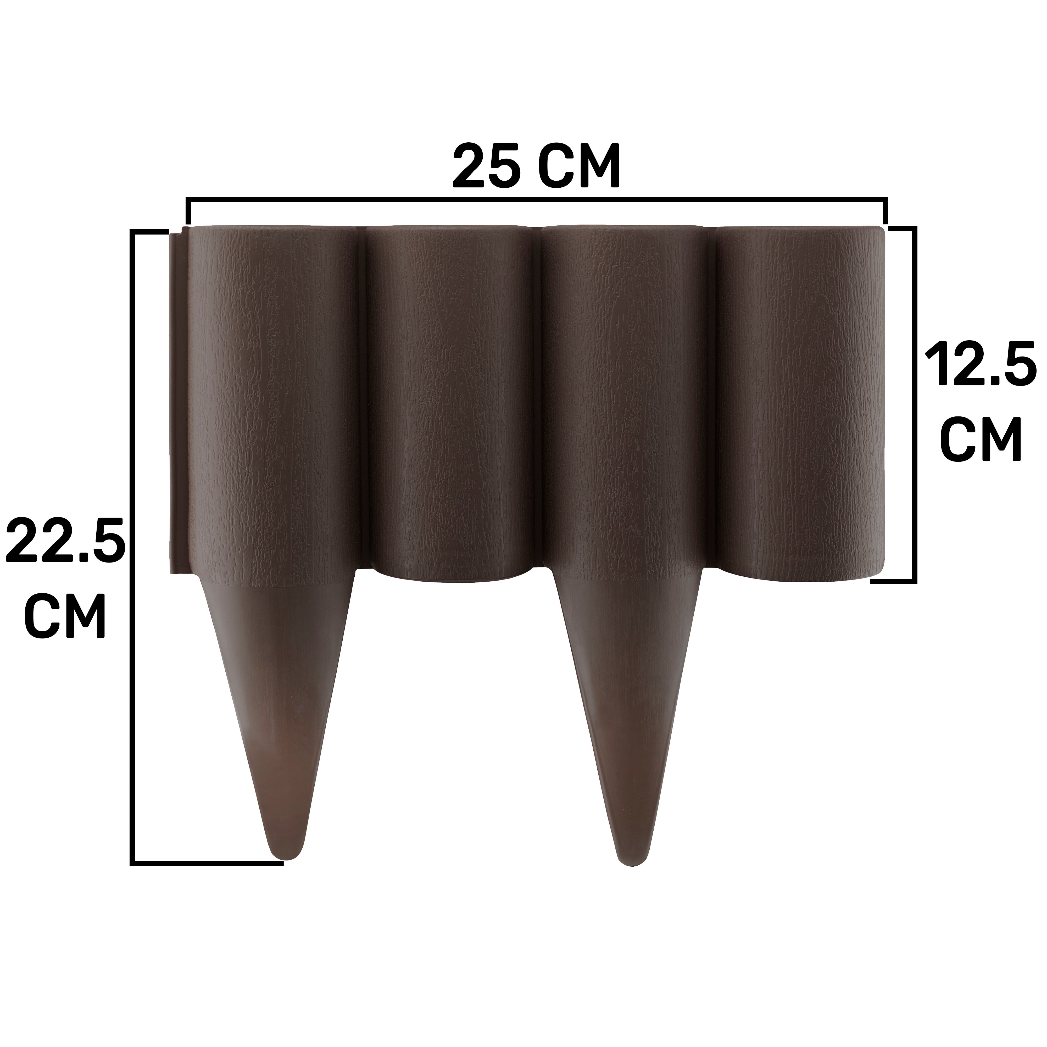 Lawn Edging, Plastic Palisade Wood Effect, 2.5m Box, Brown