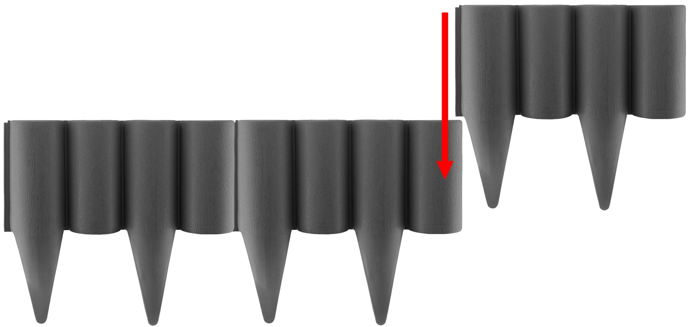 Lawn Edging, Plastic Palisade Wood Effect, 2.5m Box, Gray