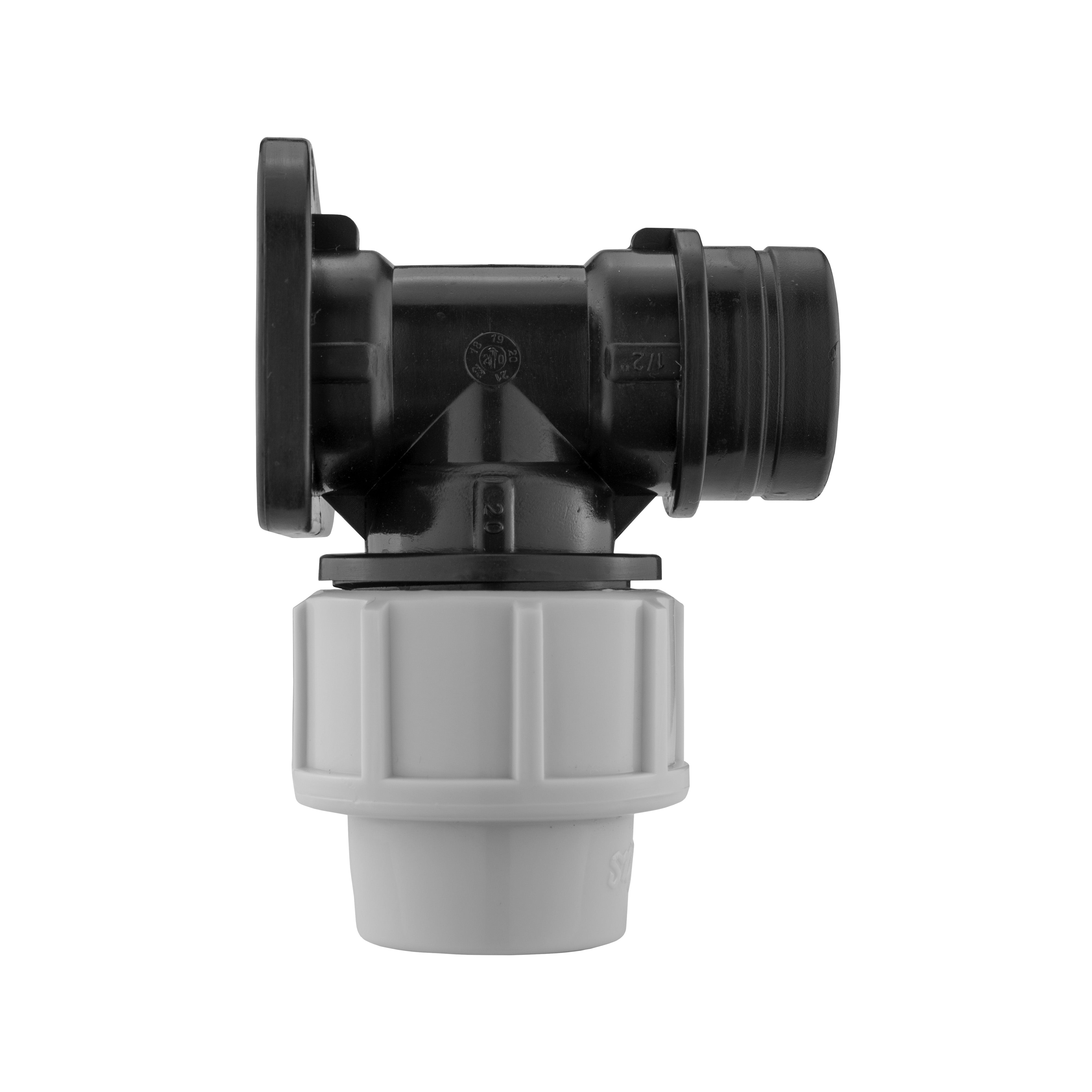 Wall Flange Kit 20mm MDPE + Bib Nickle Tap & Snap On