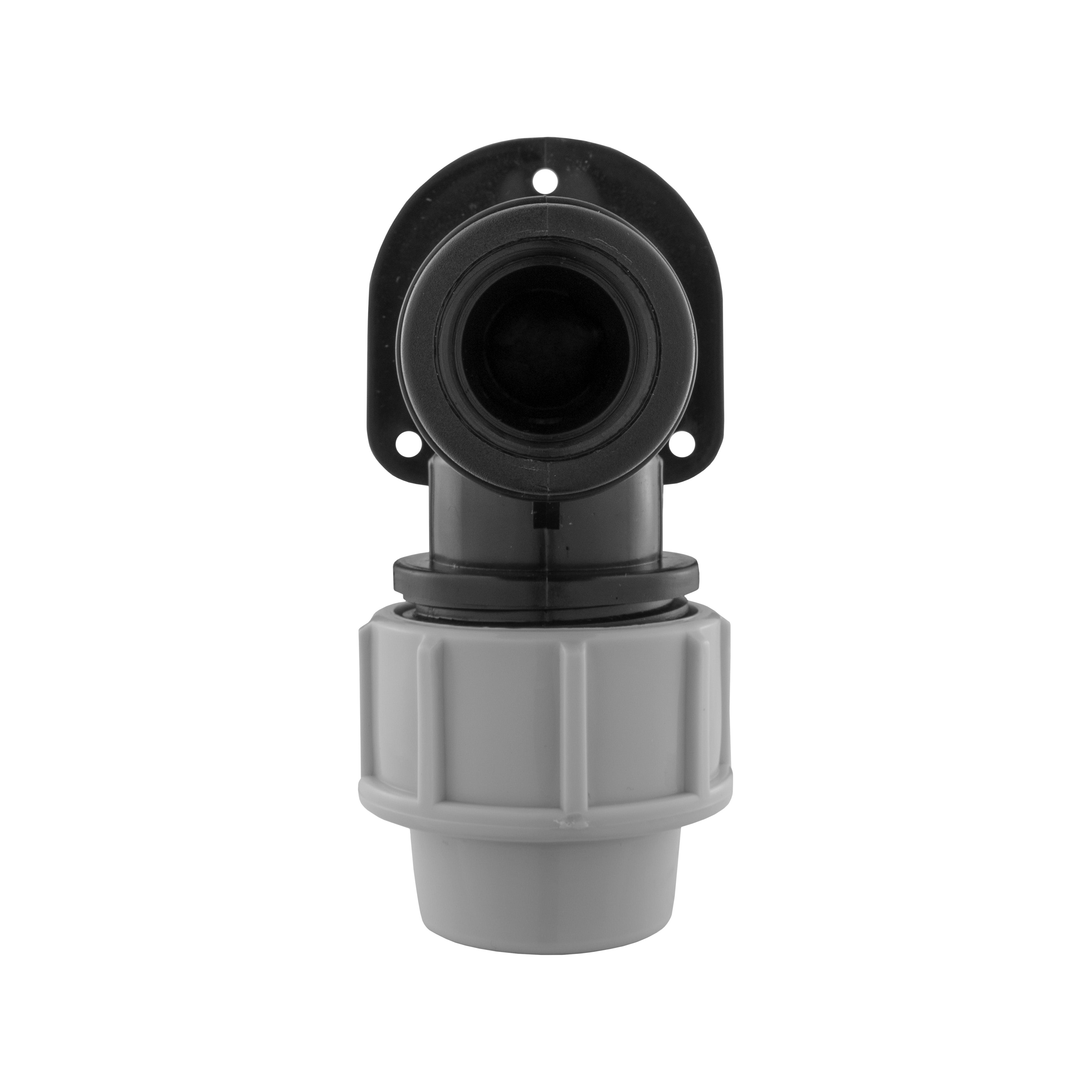 Wall Flange Kit 25mm MDPE + Large Plastic Valve + Geka