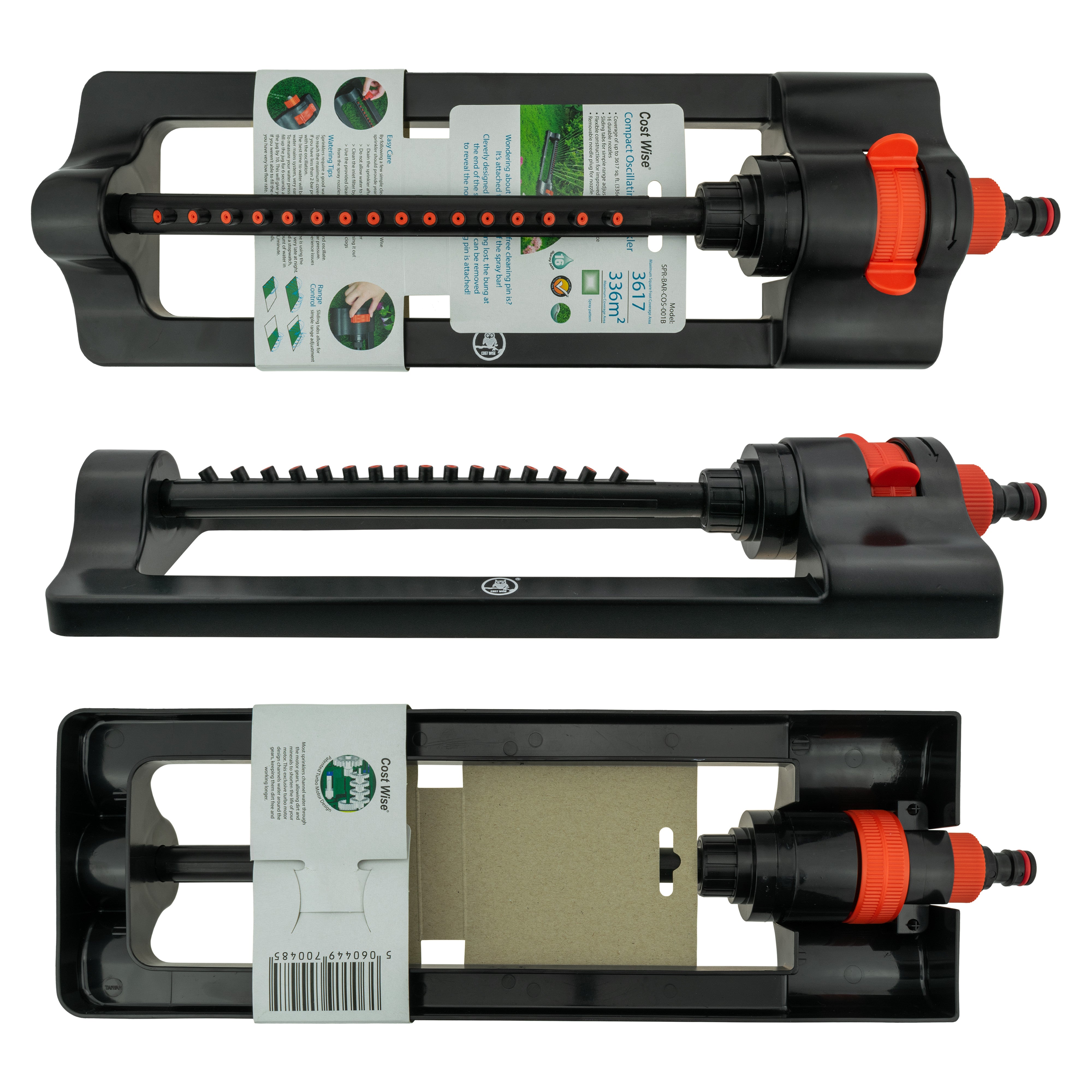 Oscillating Sprinkler Cost Wise Black Orange