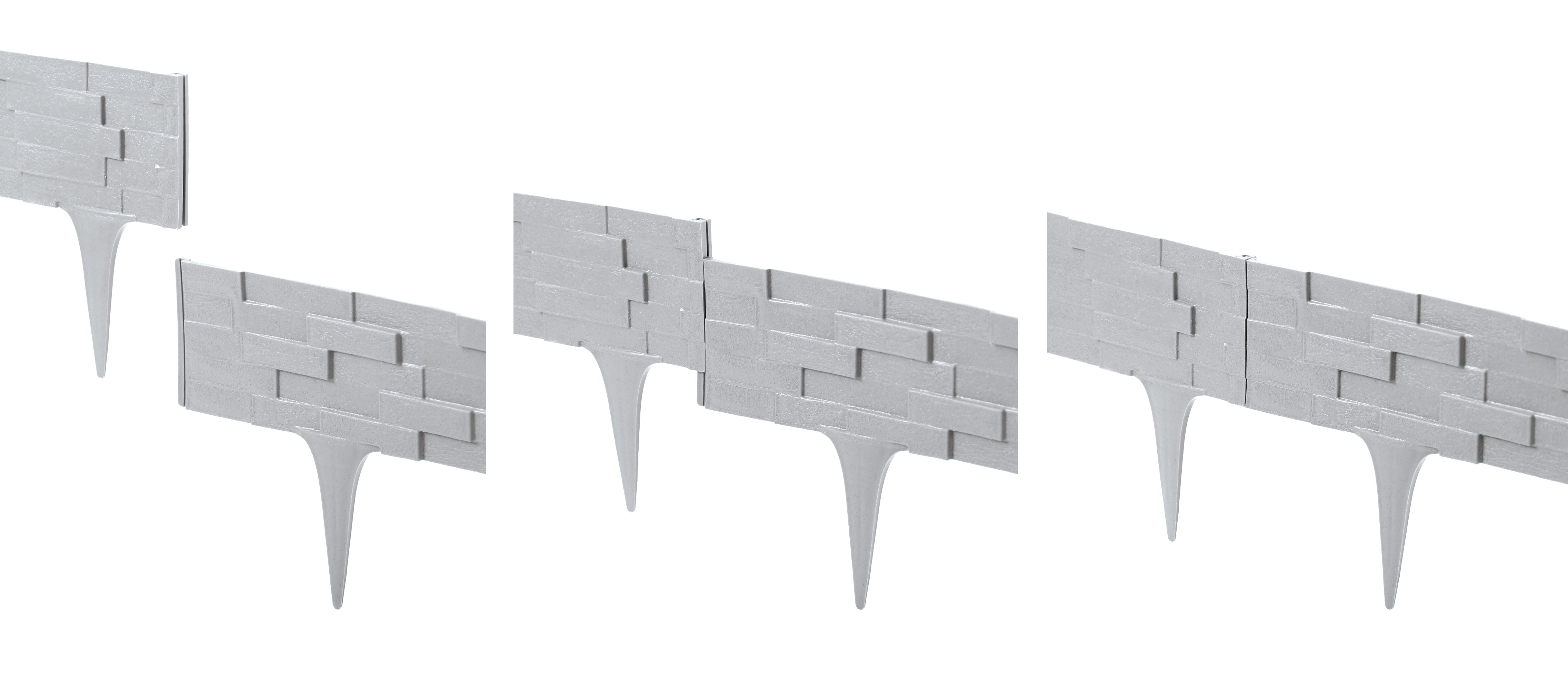 Lawn Edging, Plastic Palisade Slate Effect, 2.38m, Black