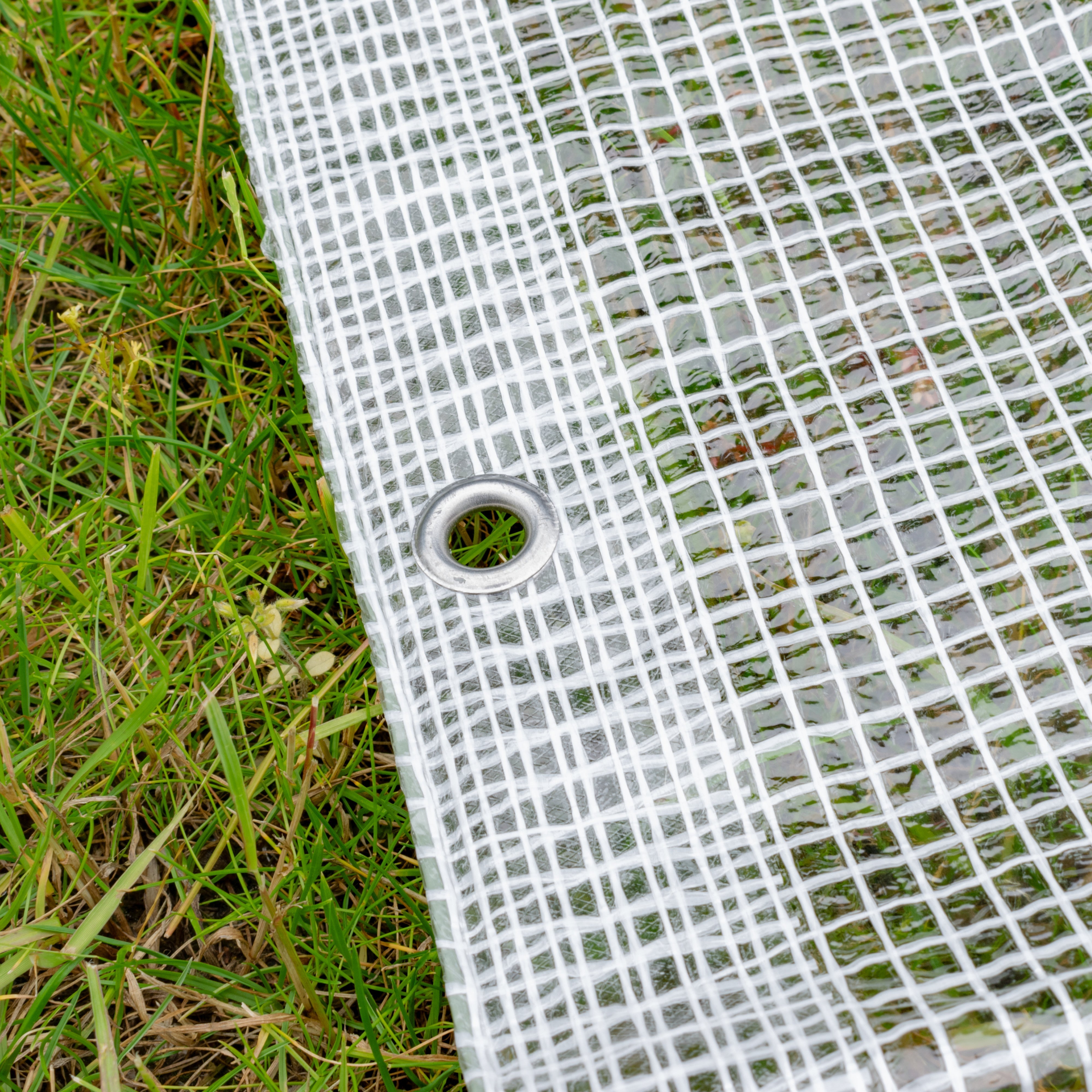 Clear M-Grade Tarpaulin with 10m of 6mm Bungee Rope and 10 x Screw Type Tarp Clips