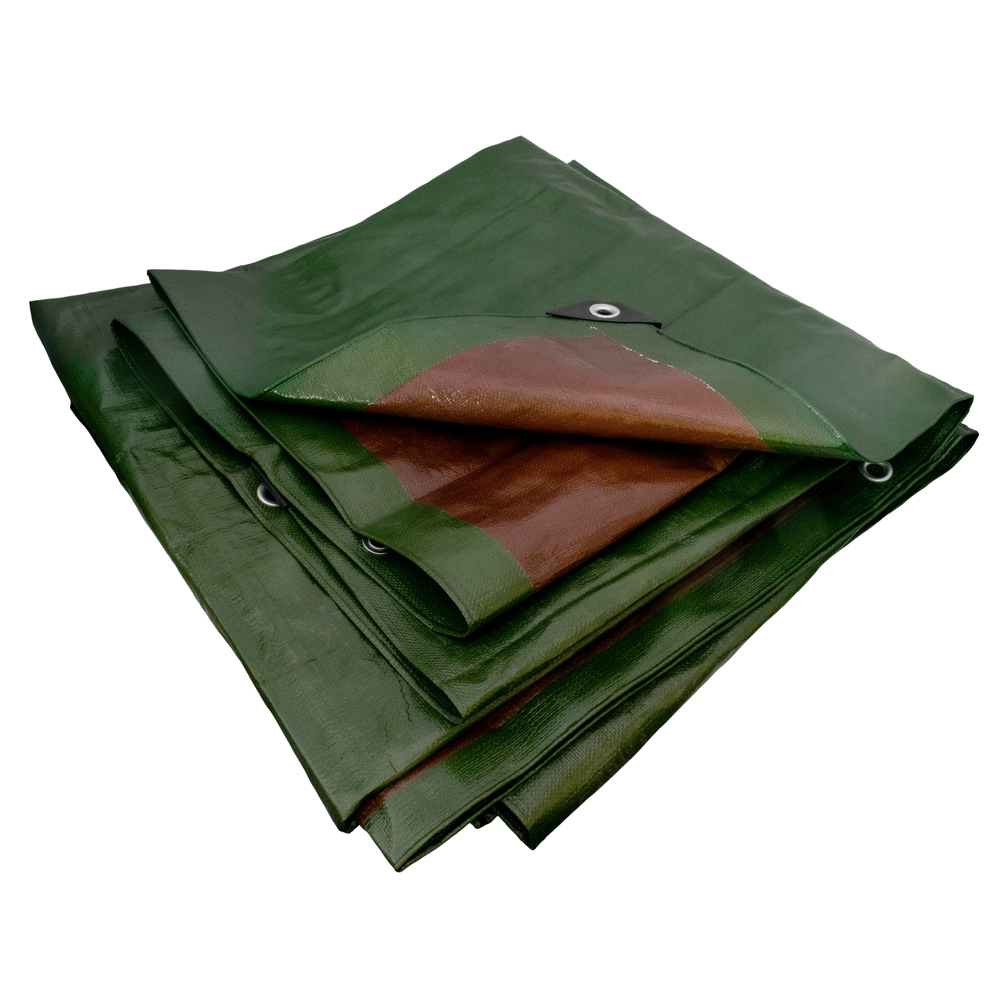 Green/Brown L-Grade Tarpaulin with 20 x 4" Bungee Balls (White)