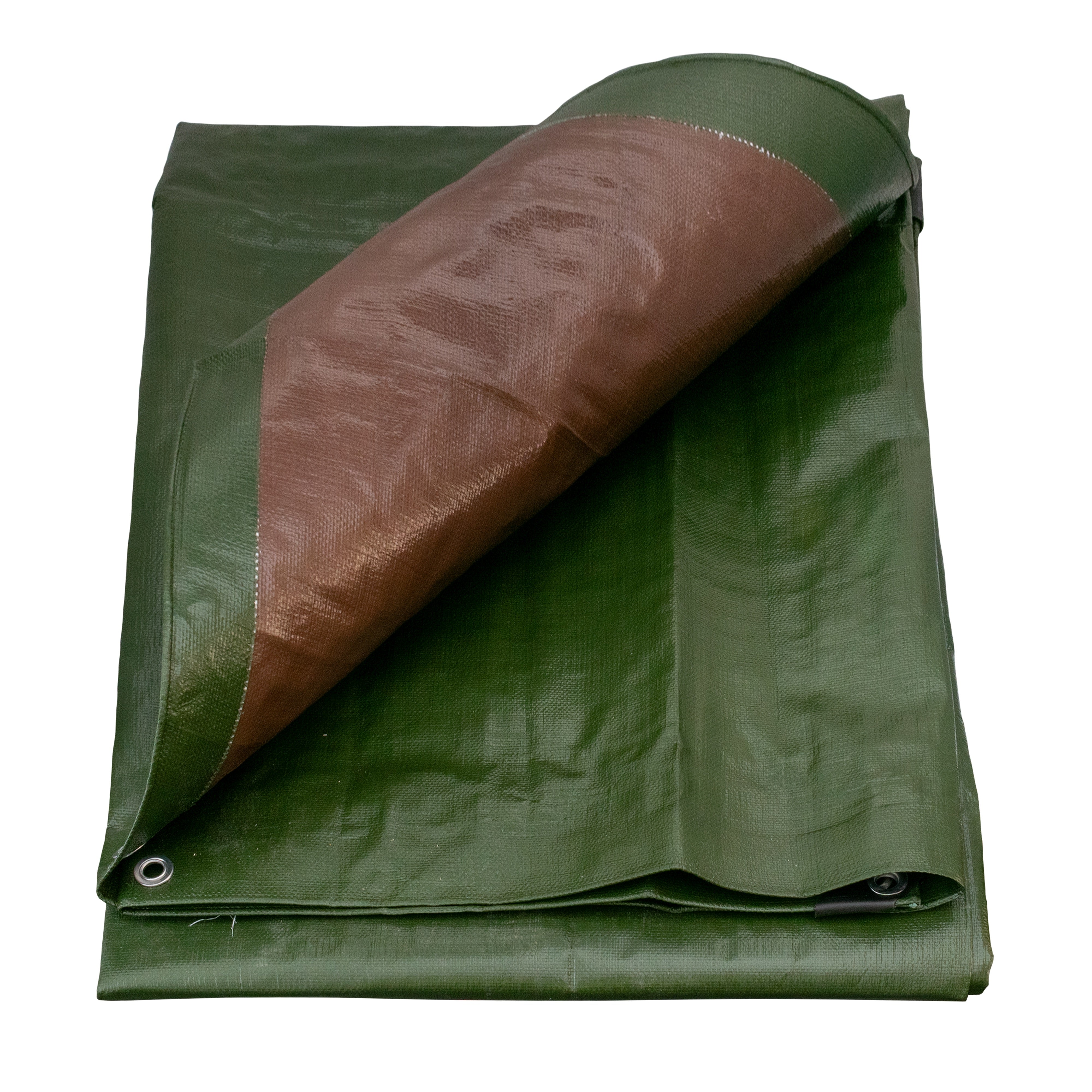 Green/Brown L-Grade Tarpaulin with 20 x 4" Bungee Balls (White)
