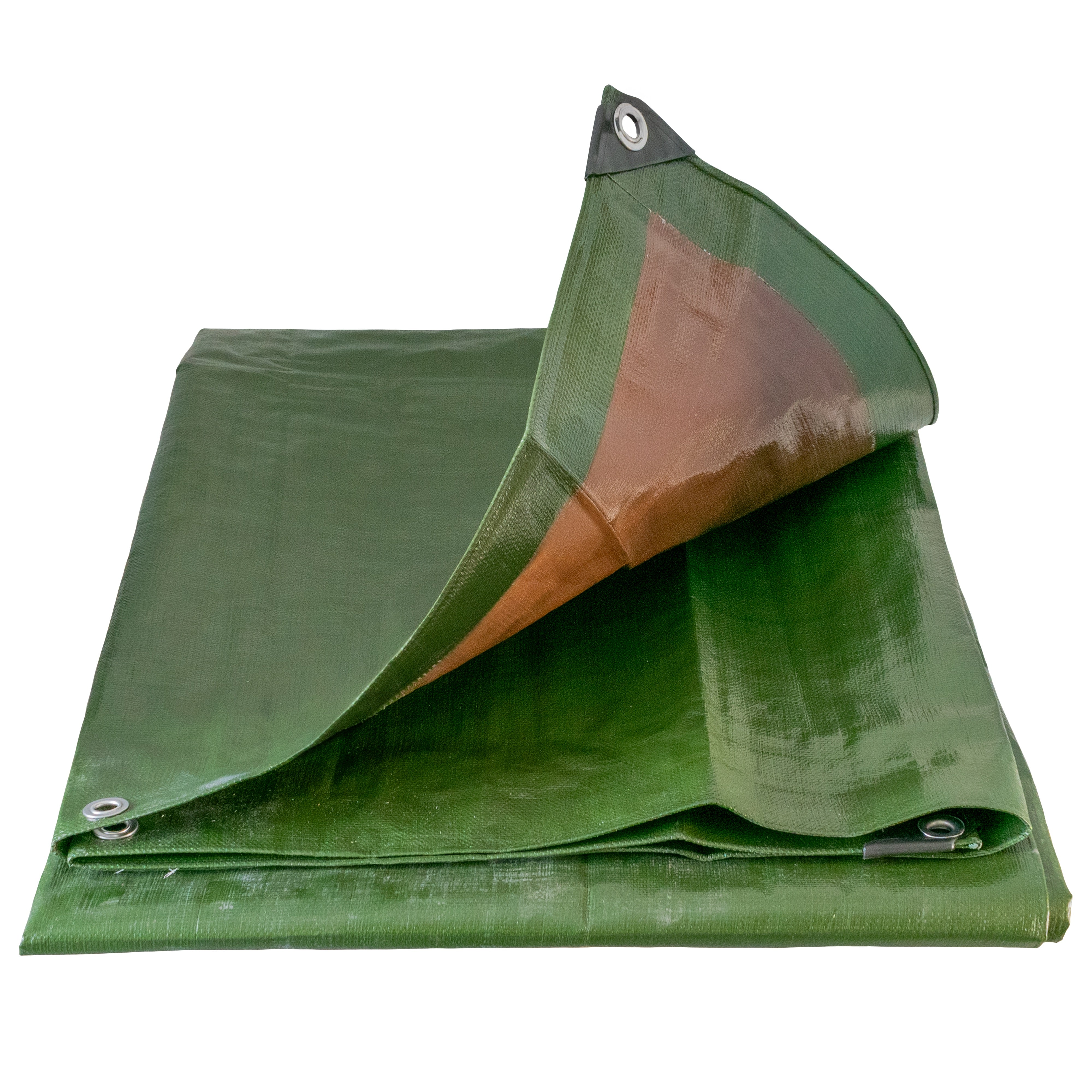 Green/Brown L-Grade Tarpaulin with Bungee Balls (Black)