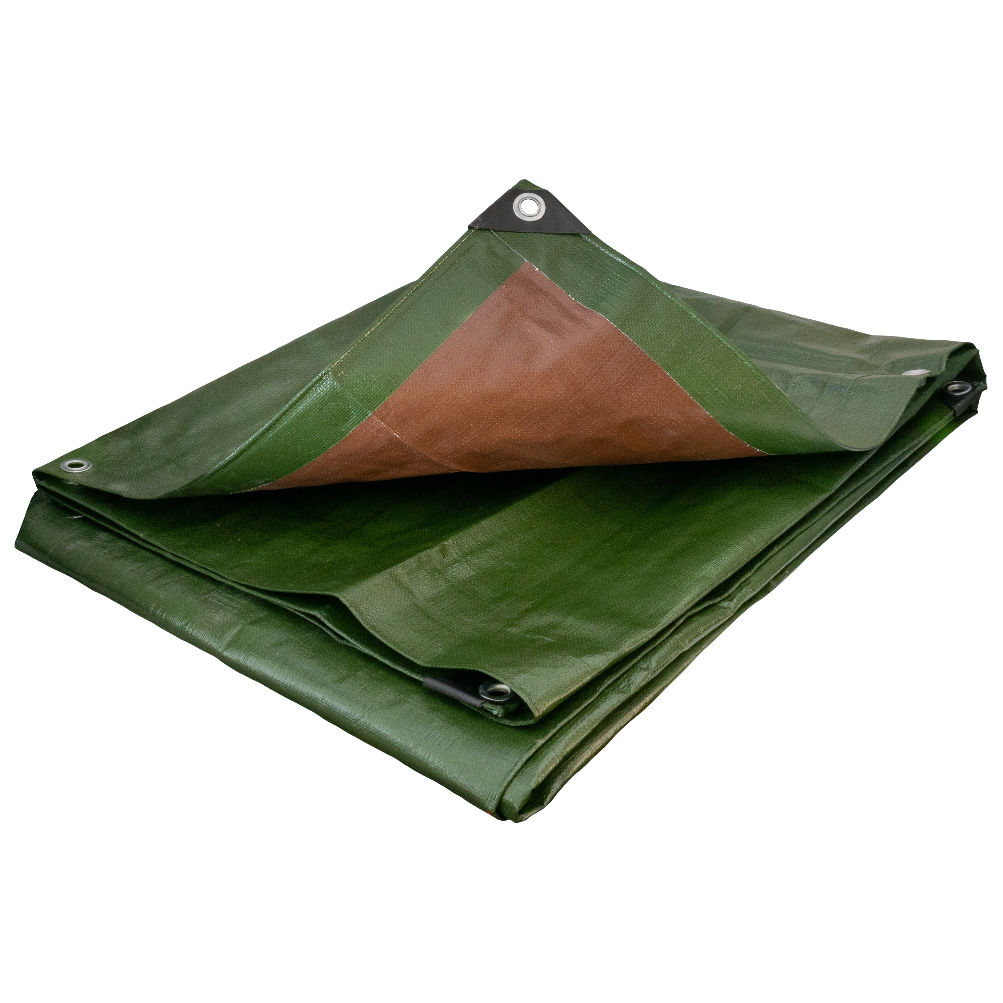 Green/Brown L-Grade Tarpaulin with 20 x 6" Bungee Balls (White)