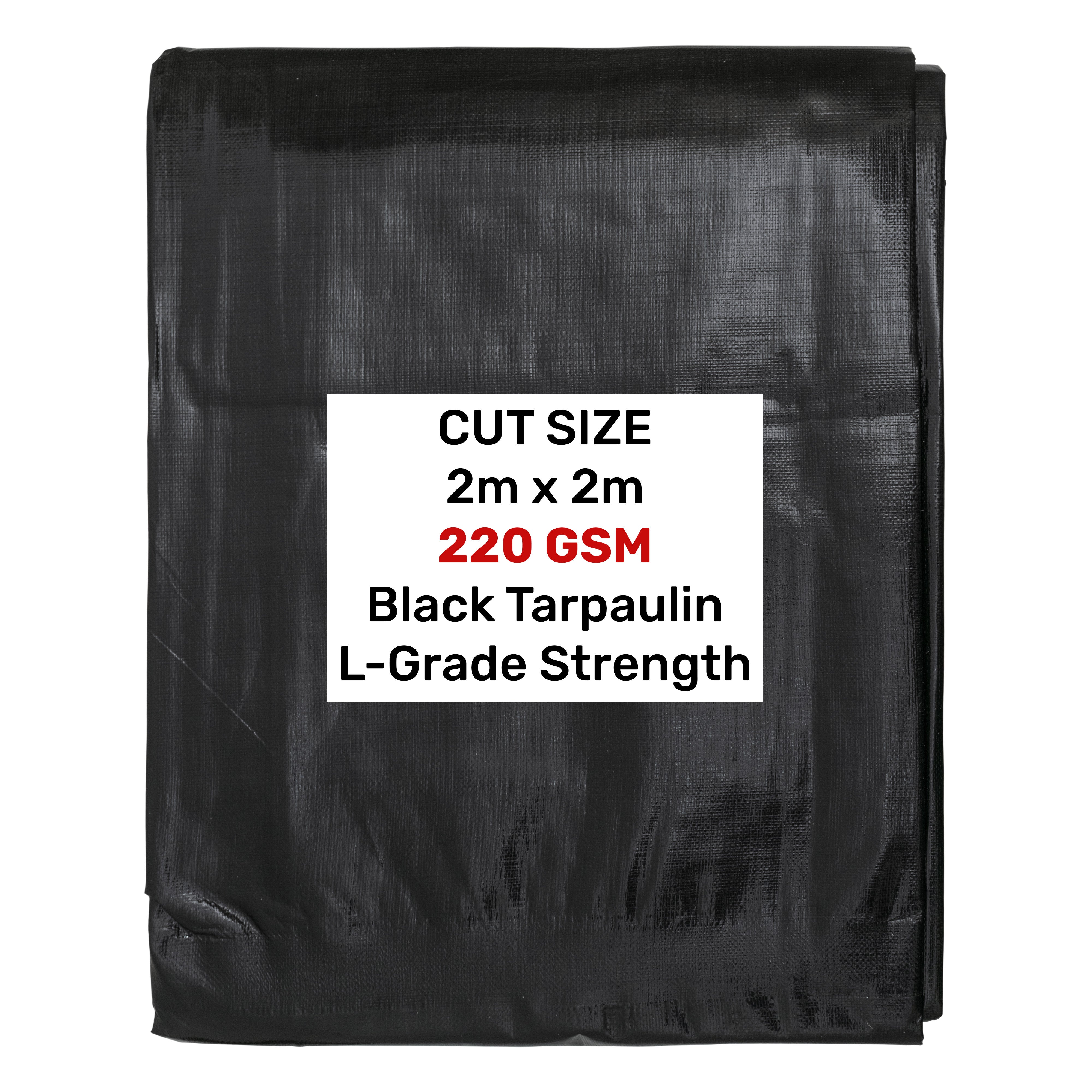 Black/Silver L-Grade Tarpaulin 2m x 2m