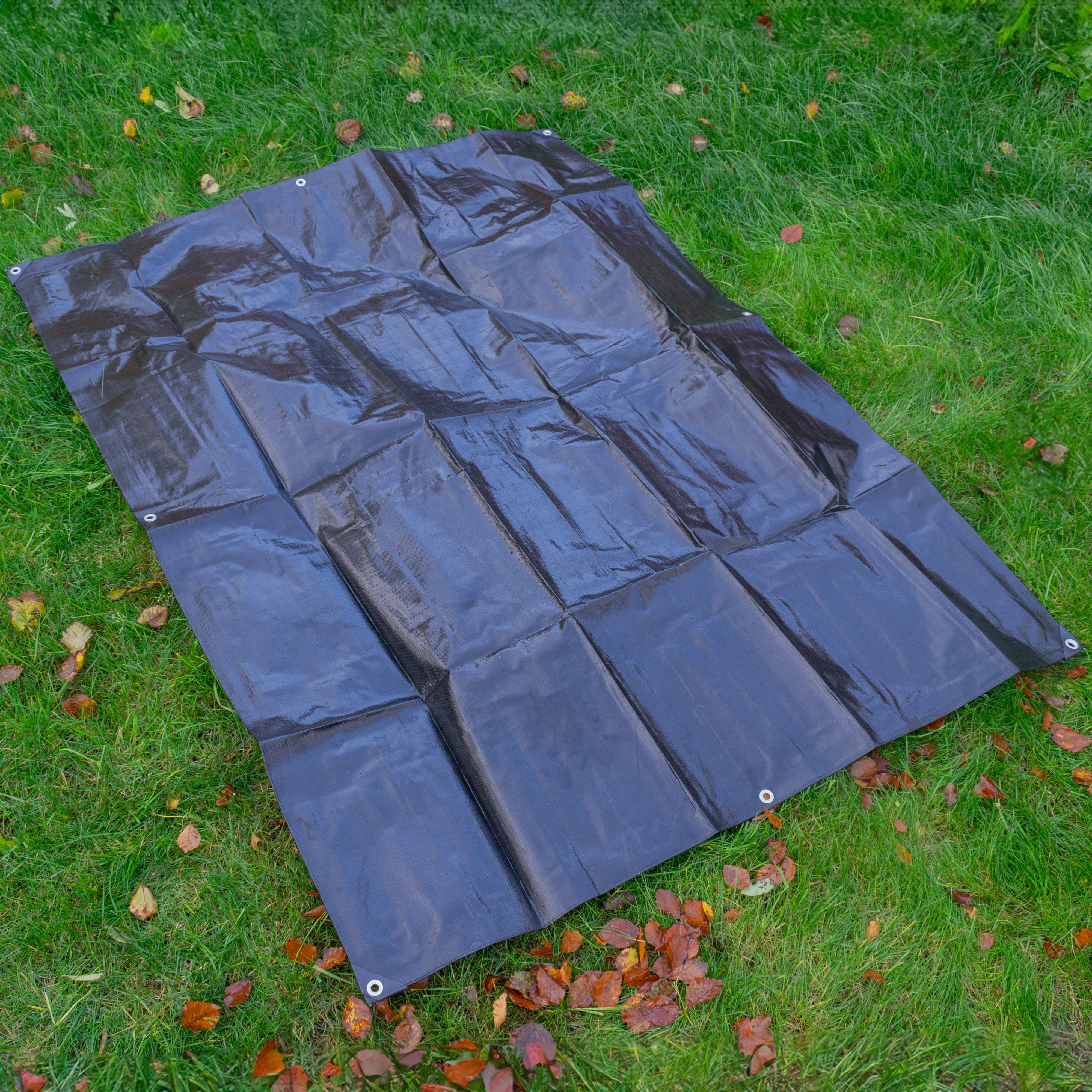 Black/Silver L-Grade Tarpaulin with 10m of 6mm Bungee Rope and 10 x Slide Type Tarp Clips