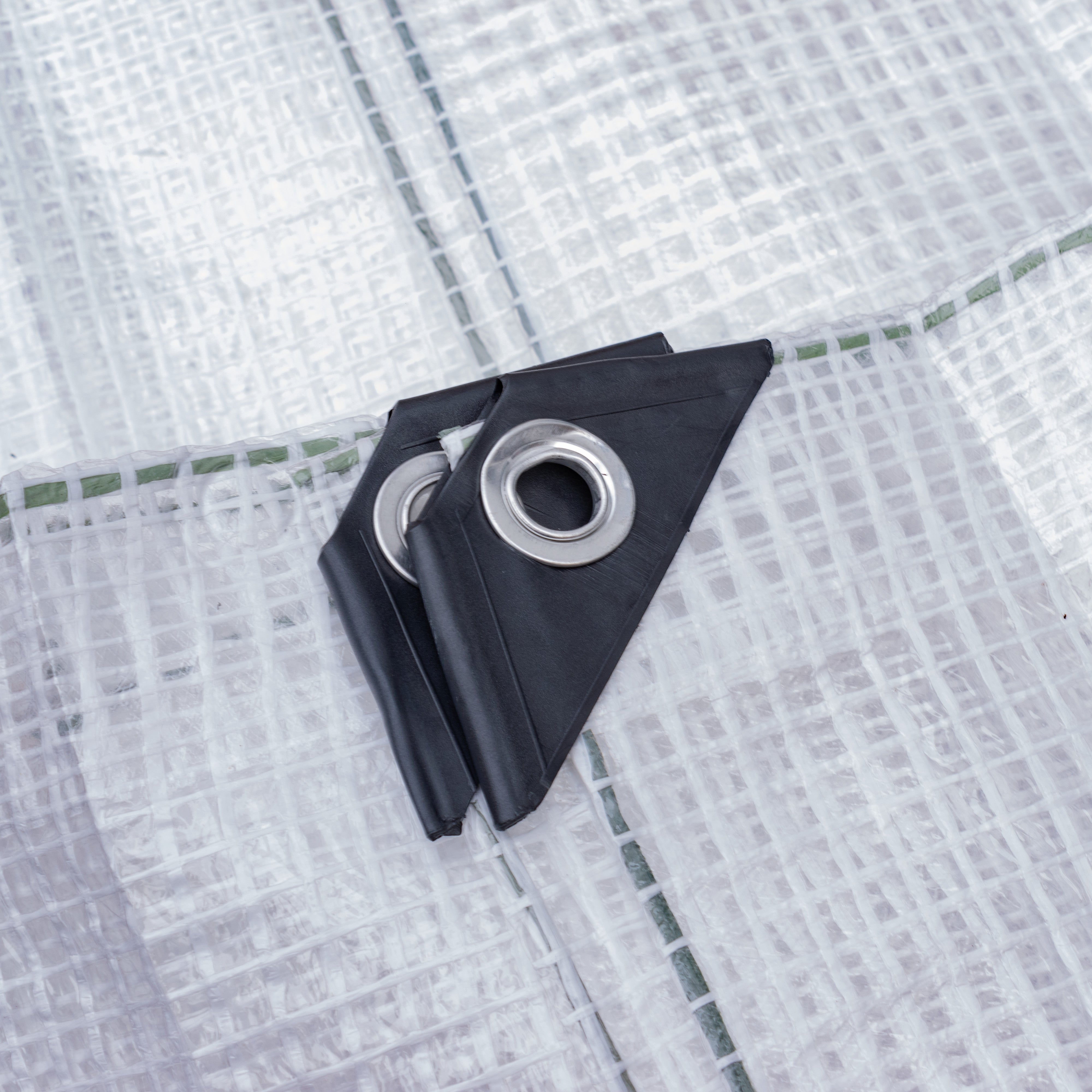 Clear XL-Grade Tarpaulin with 10m of 6mm Bungee Rope and 10 x Slide Type Tarp Clips