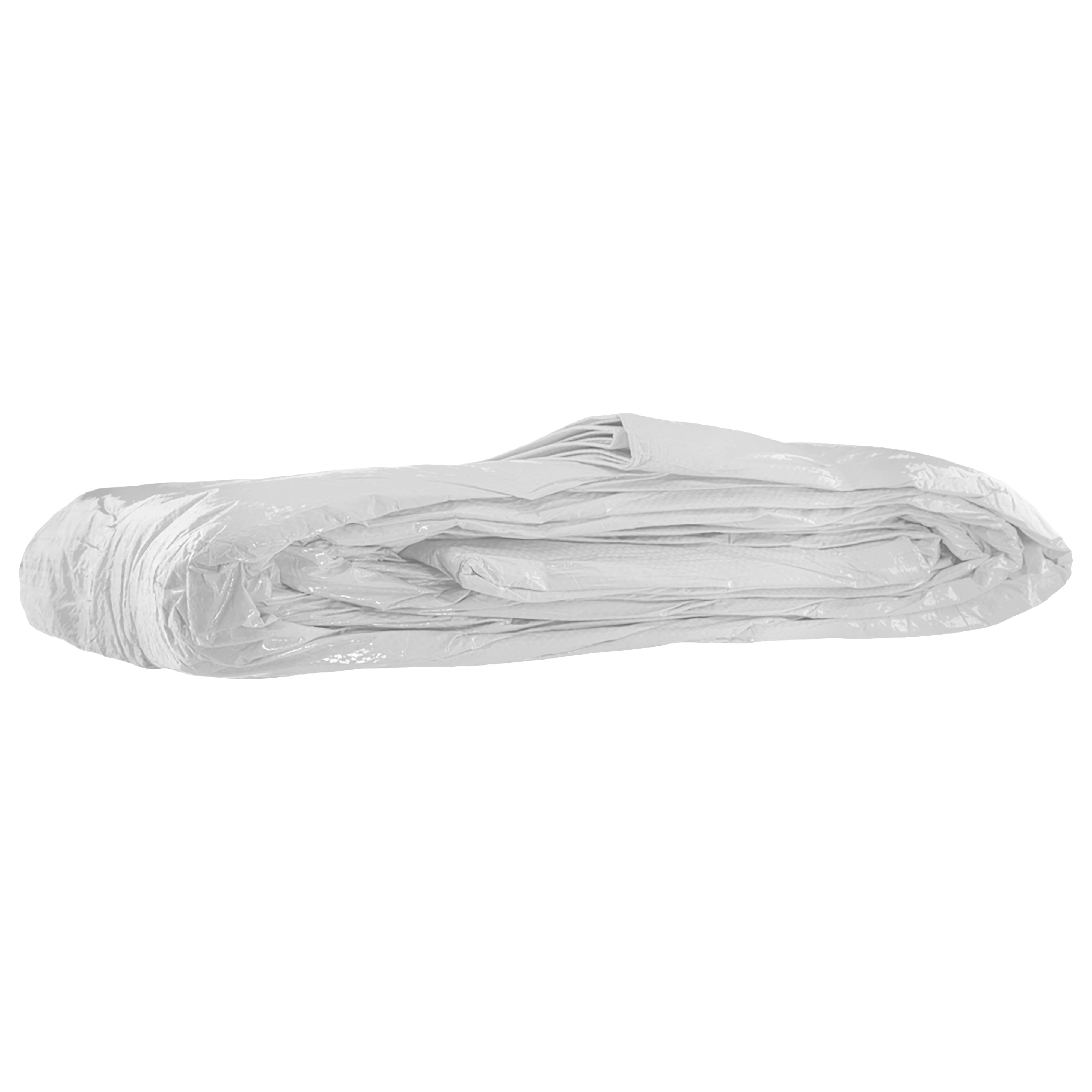 White M-Grade Tarpaulin with 10m of 6mm Bungee Rope and 10 x Screw Type Tarp Clips