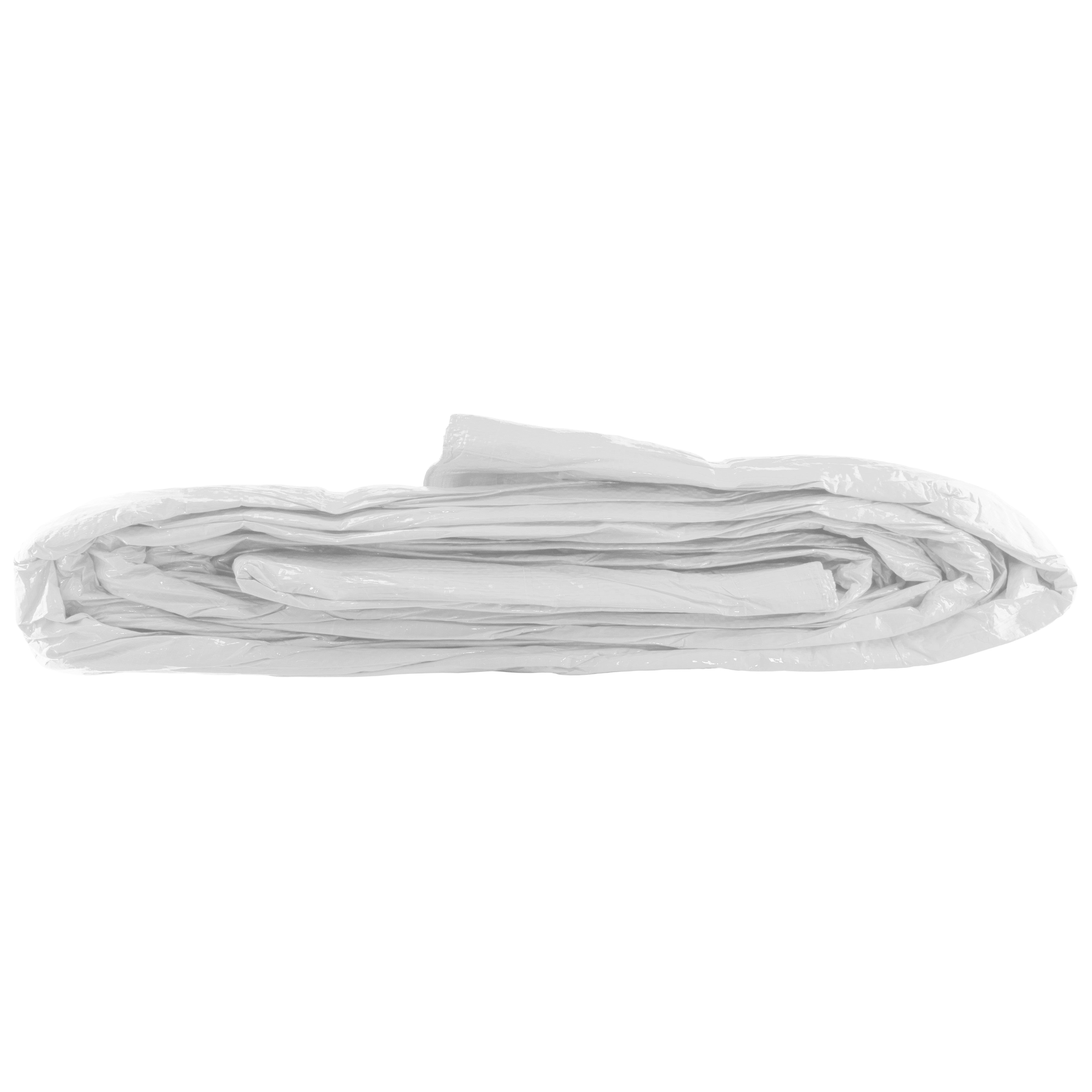 White M-Grade Tarpaulin with 10m of 6mm Bungee Rope and 10 x Slide Type Tarp Clips