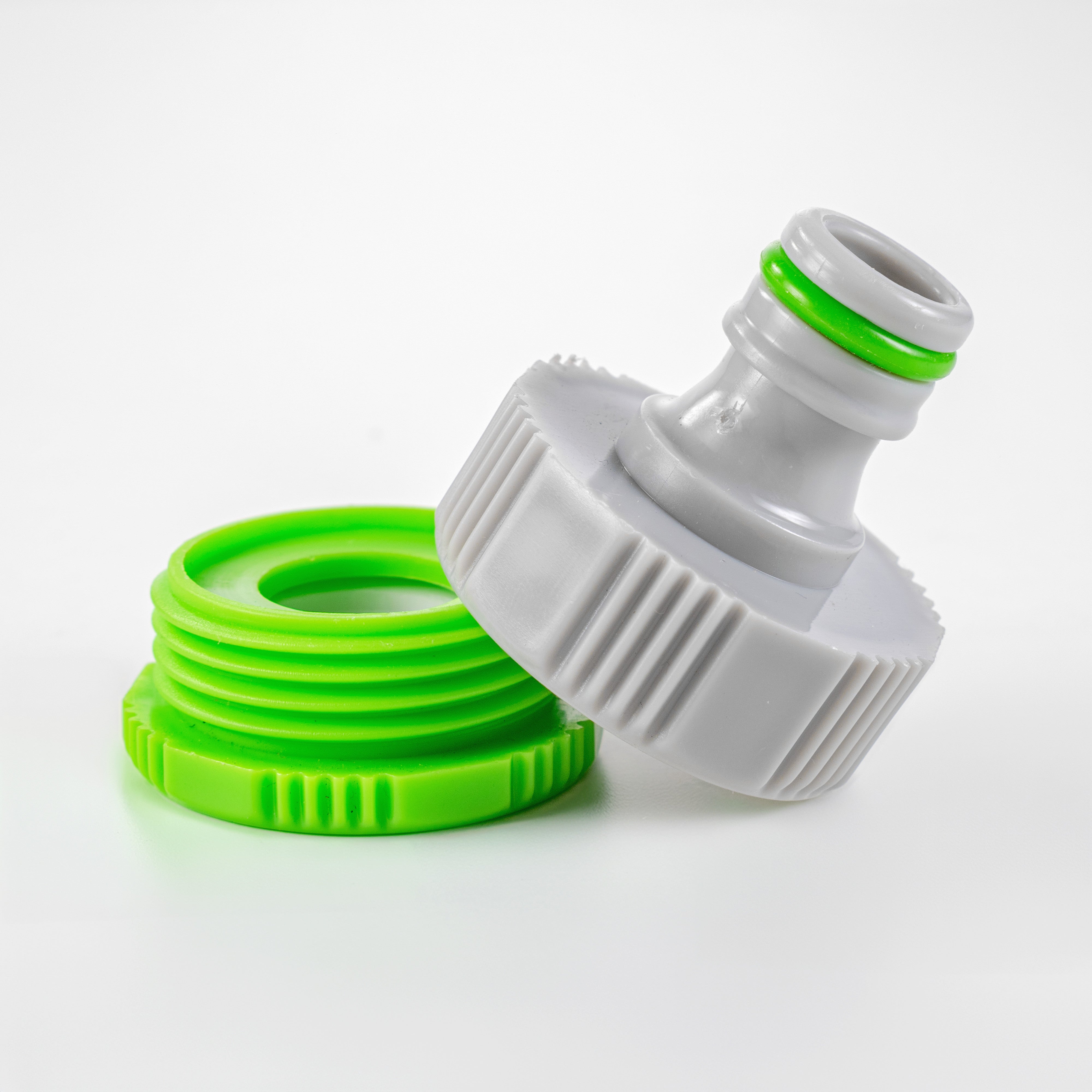 Female Tap Connector 1" or 3/4" BSP Female, Green/Gray