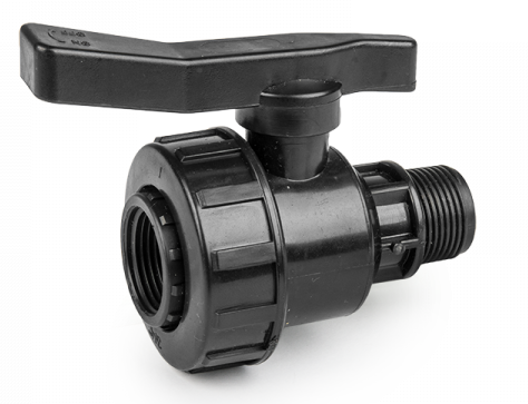 IBC 2” S60X6 Cap with Large Plastic Valve and MDPE Elbow 25mm