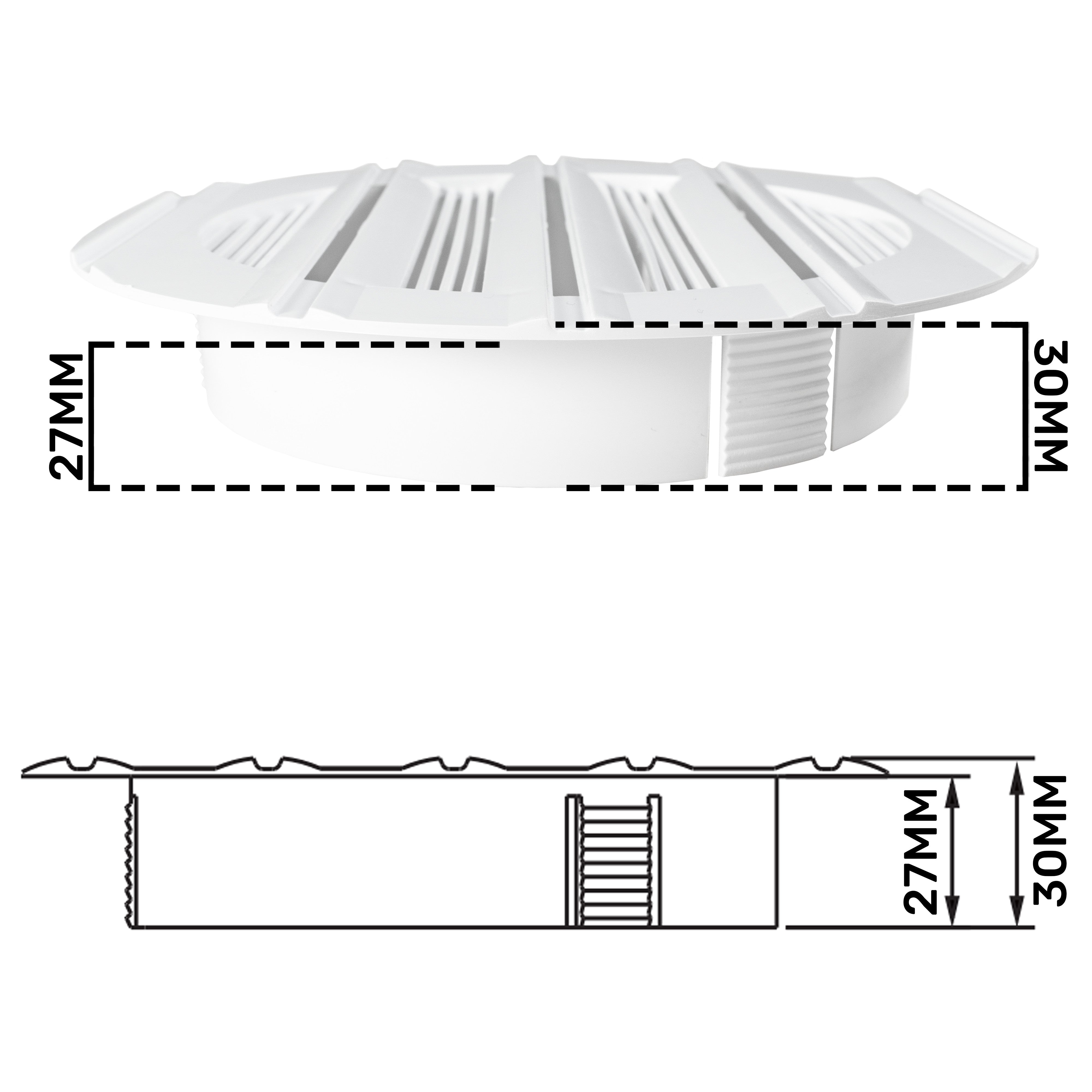 Louvre Vent Round Bella 125mm White