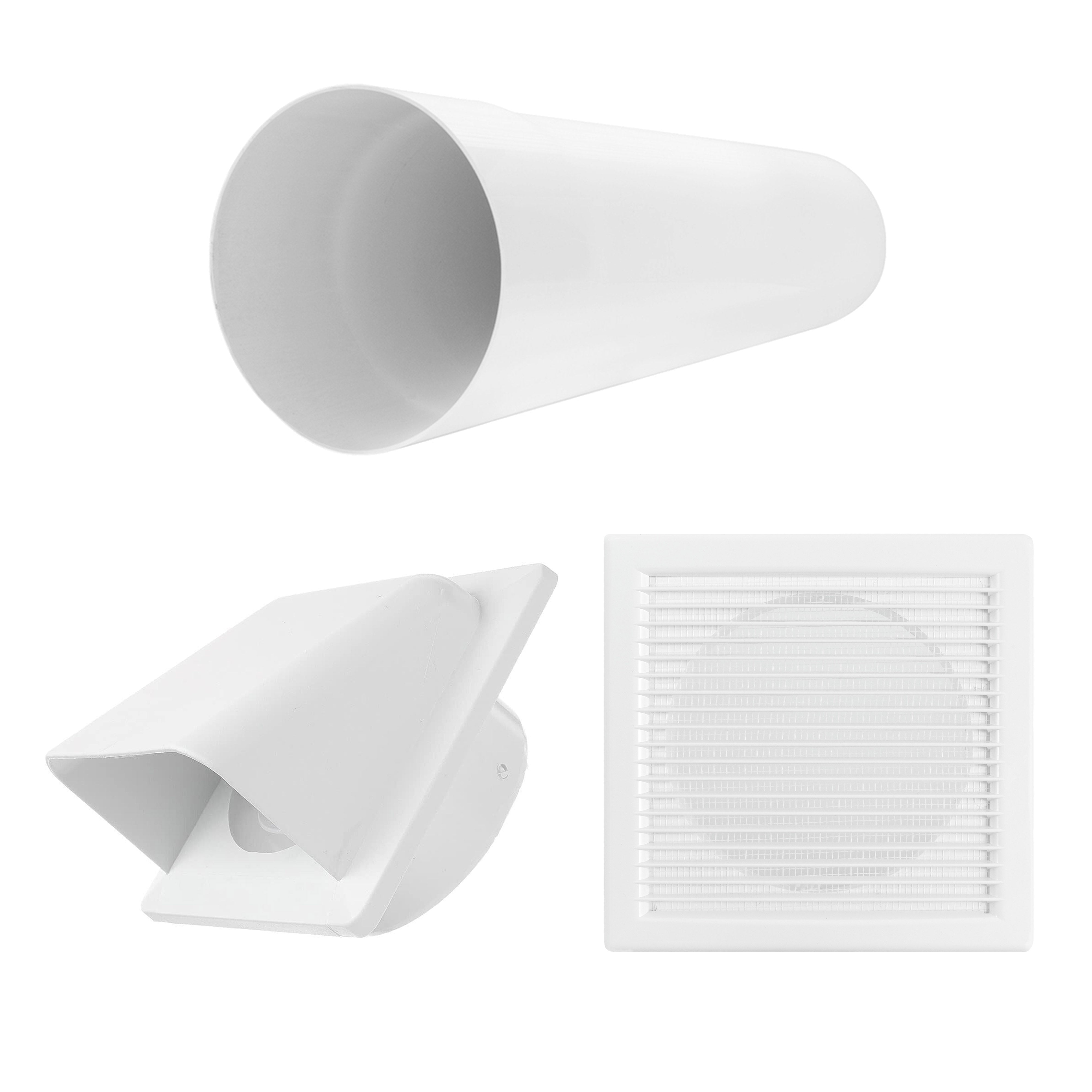 Through Wall Ventilation Kit DL0163 Louvre Vent with White External Vent