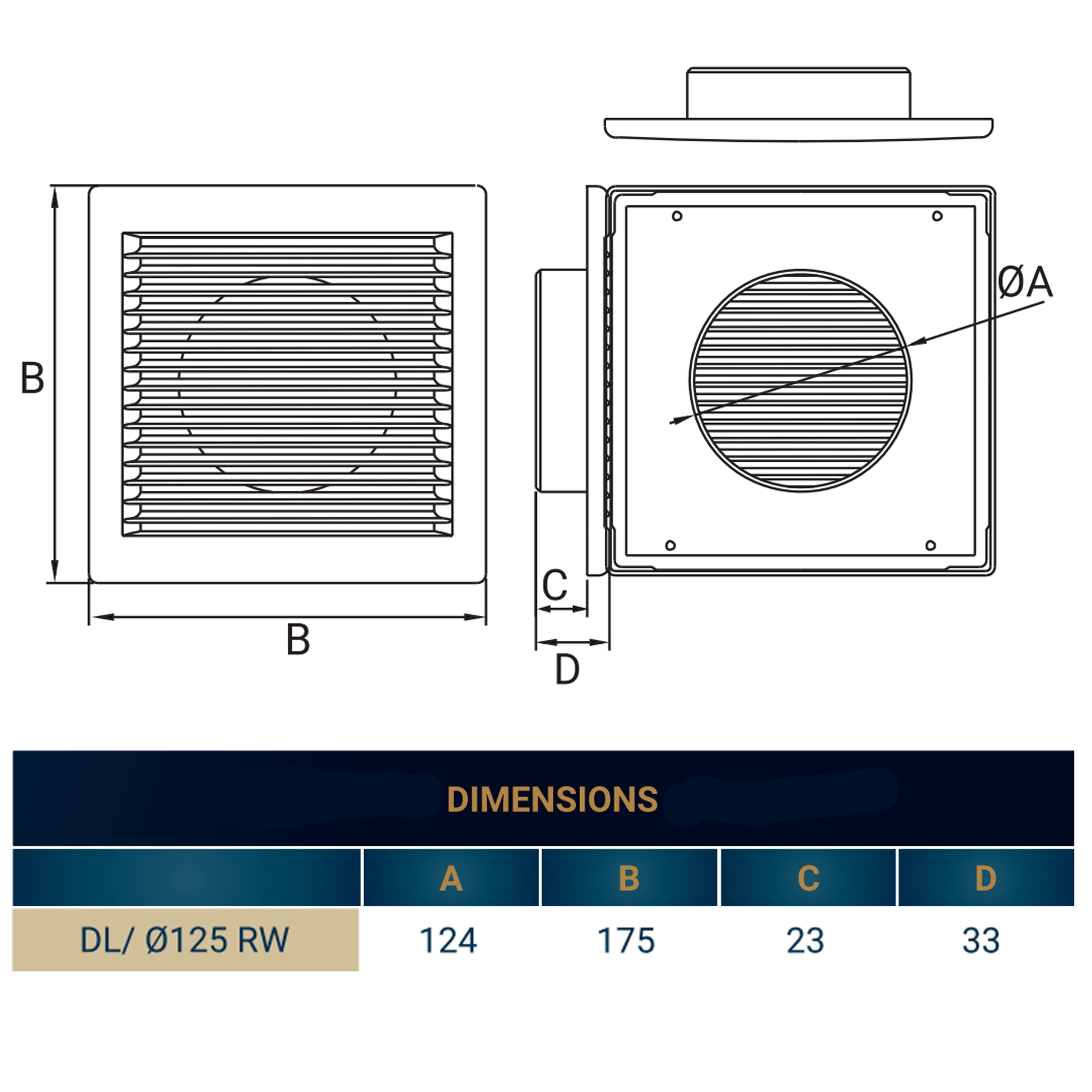 Louvre Vent White DL/125 RW LUX With Fly Mesh