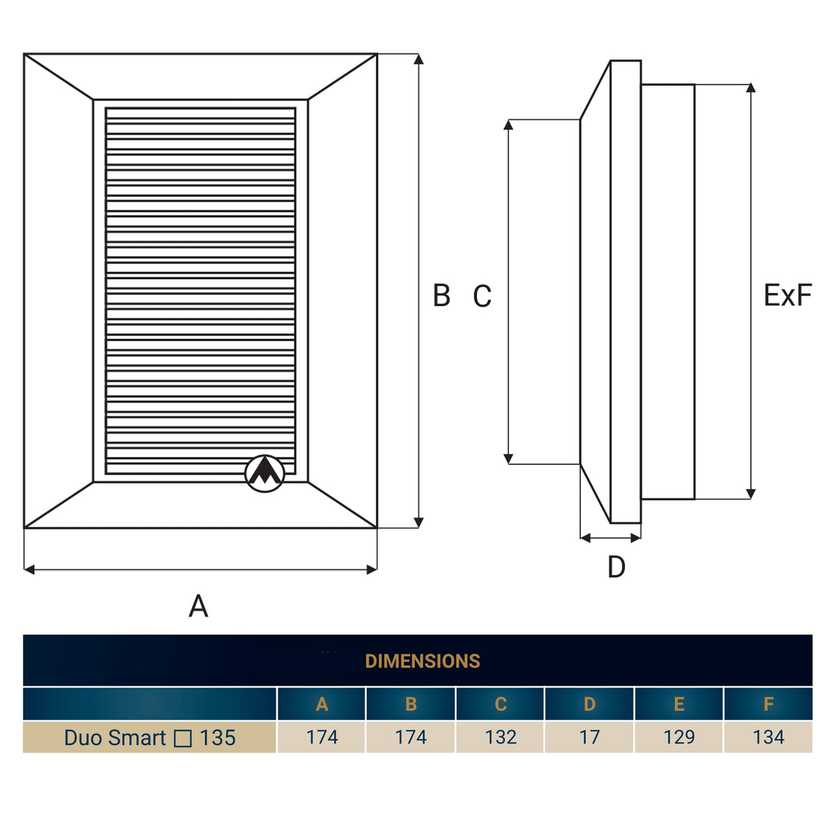 Louvre Vent White Duo Smart 135G 135mm With Fly Mesh