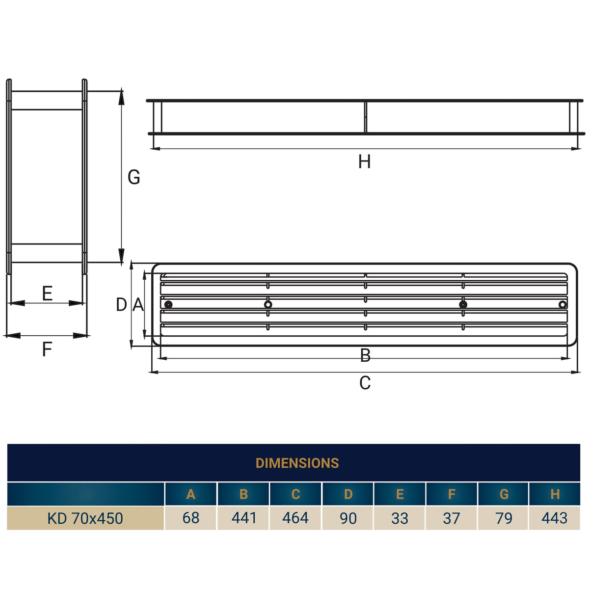 Door Louvre Vent KD 70mm—450mm
