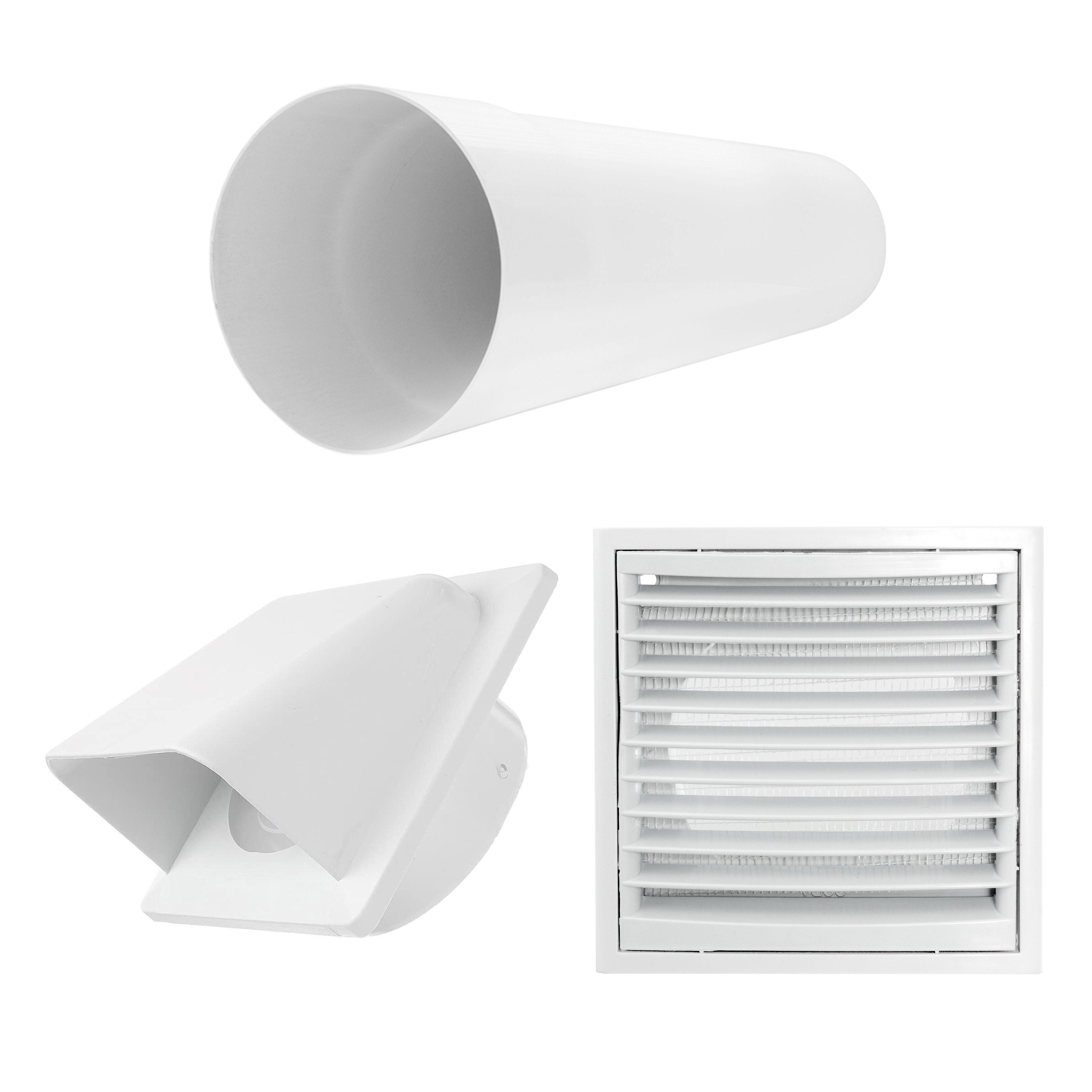Through Wall Ventilation Kit Louvre Vent VC-KR0153 with White External Vent
