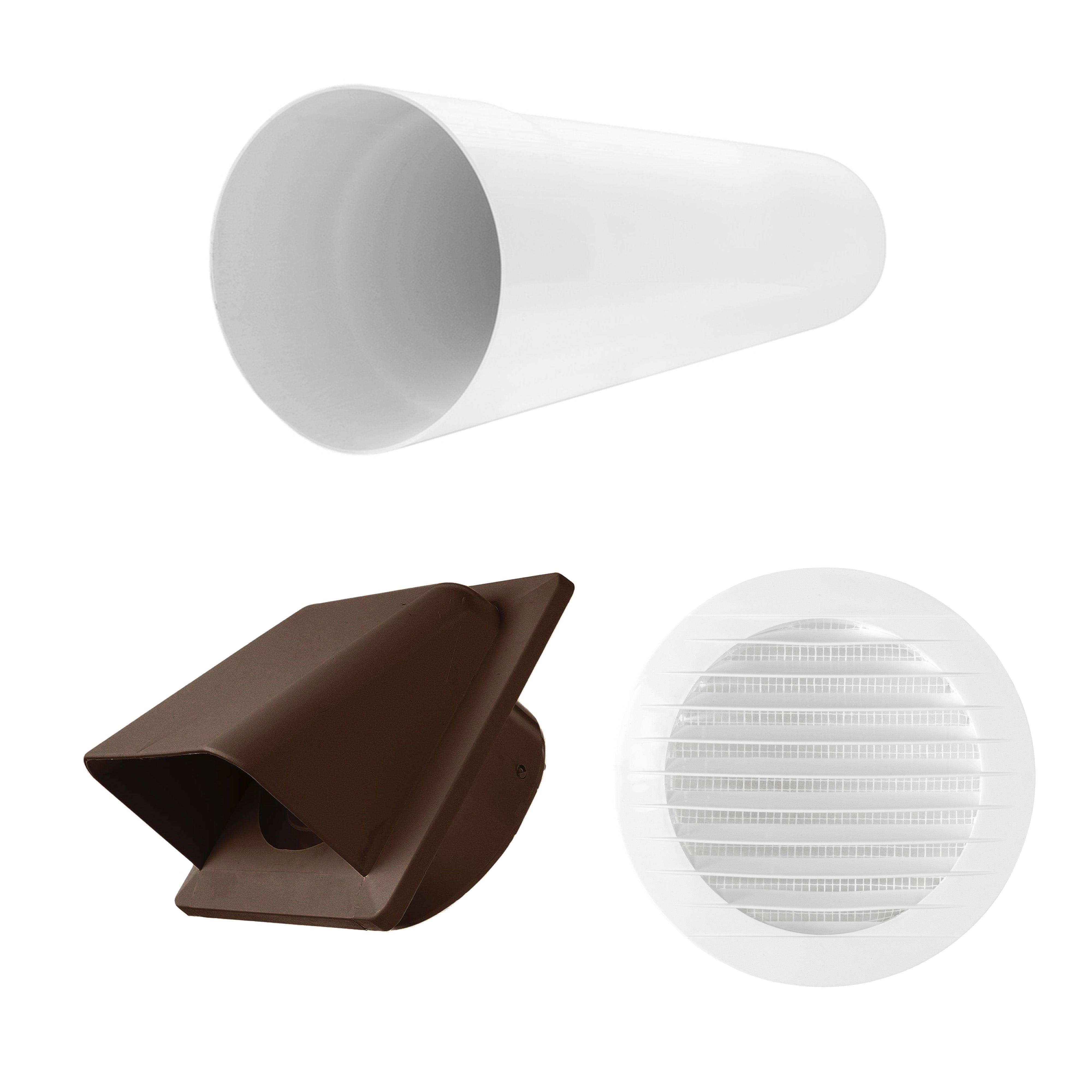 Through Wall Ventilation Kit Round Louvre Vent VC-KRO0184 with Brown External Vent