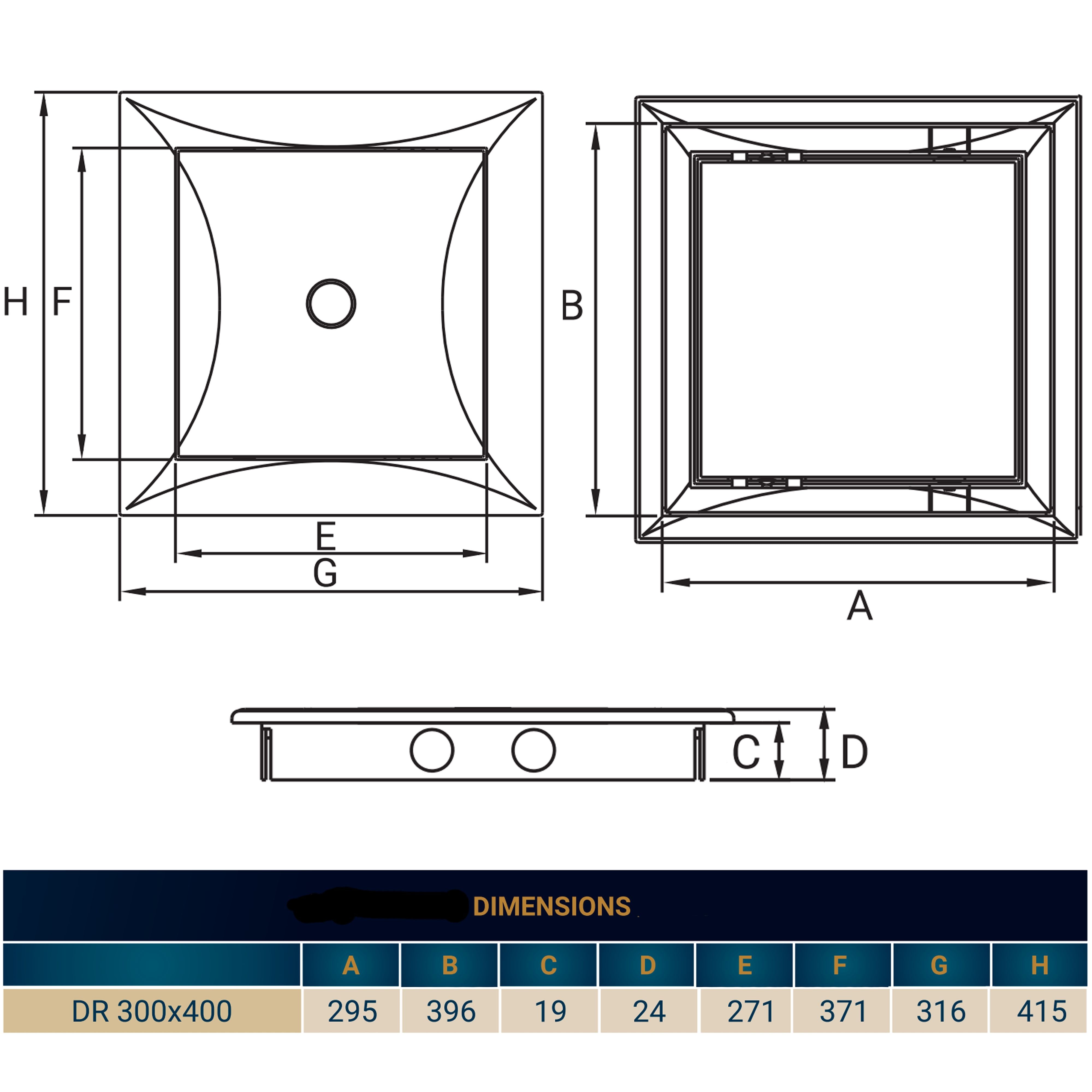 Access Panel Door PP, White 300mm x 400mm