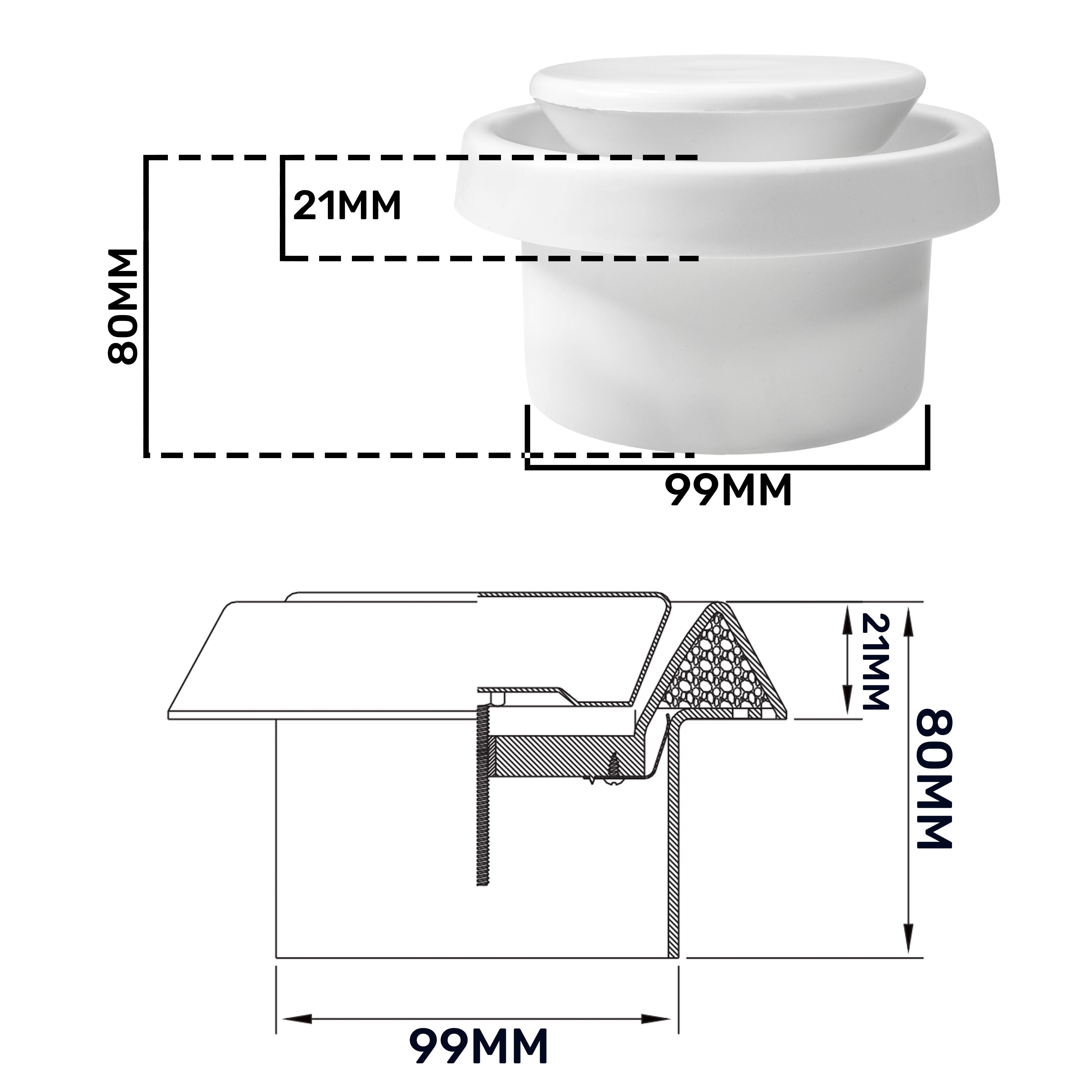 White ABS Extract Ceiling Valve 100mm