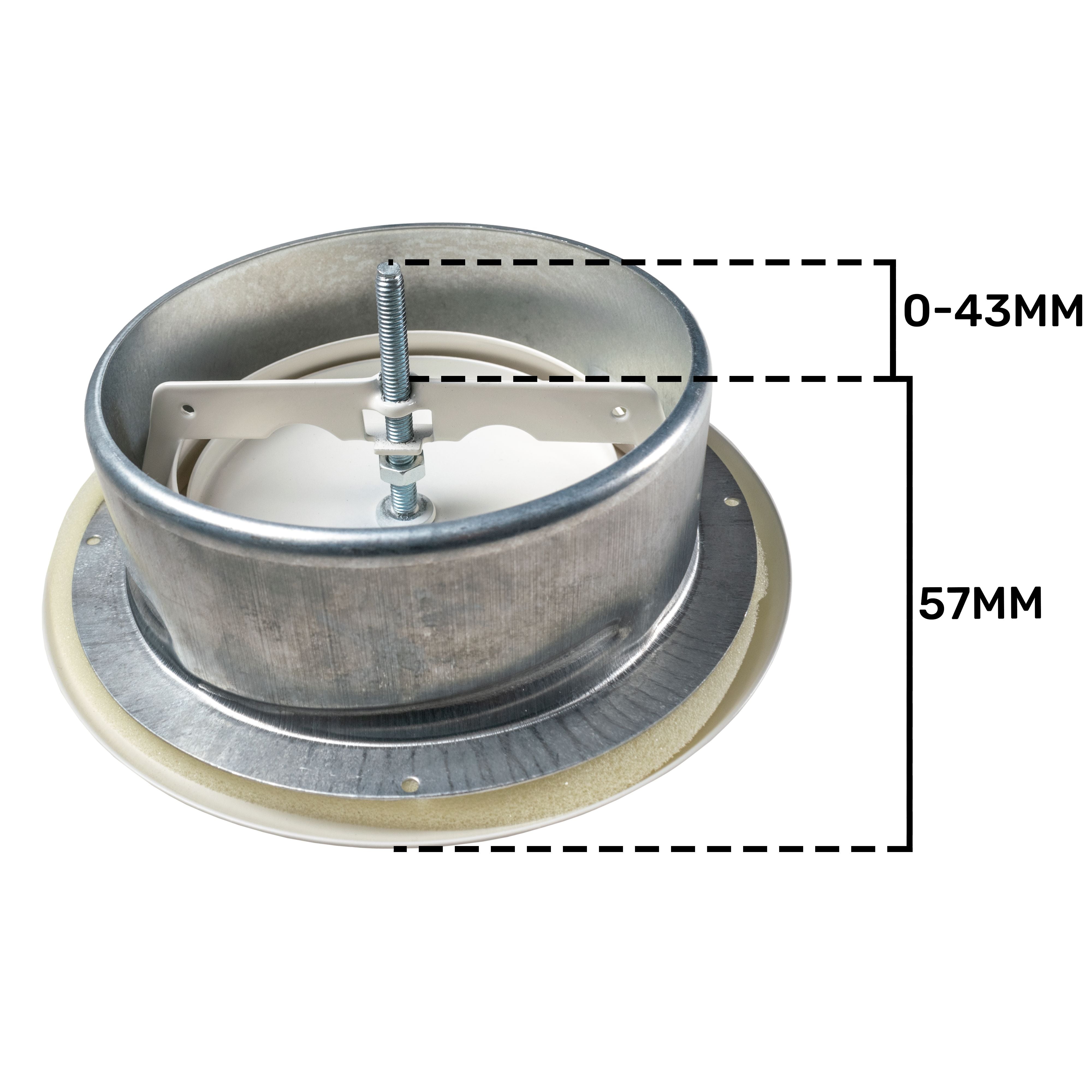 White Metal Extract Ceiling Valve 125mm - Anemostat SV