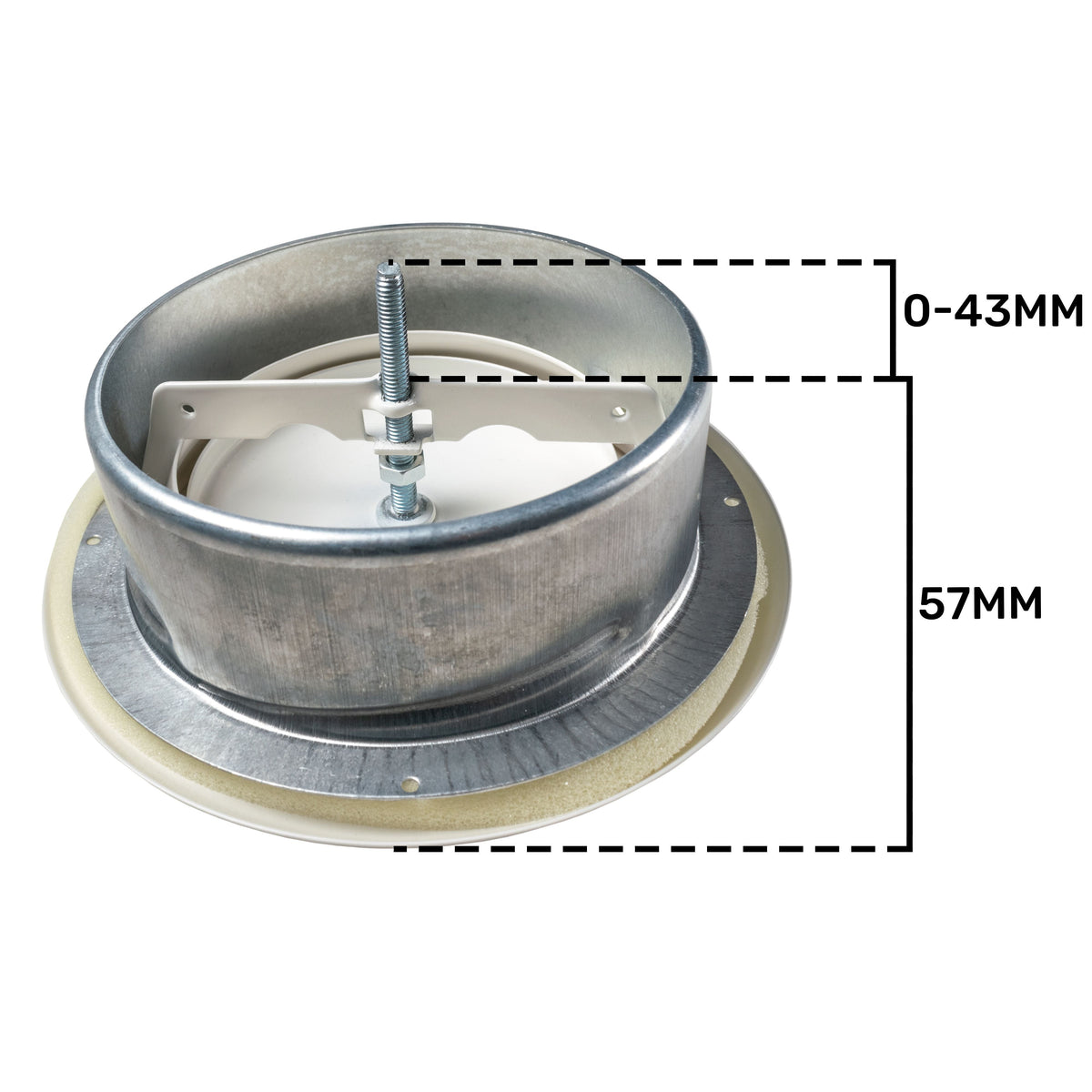 White Metal Extract Ceiling Valve 125mm - Anemostat EV