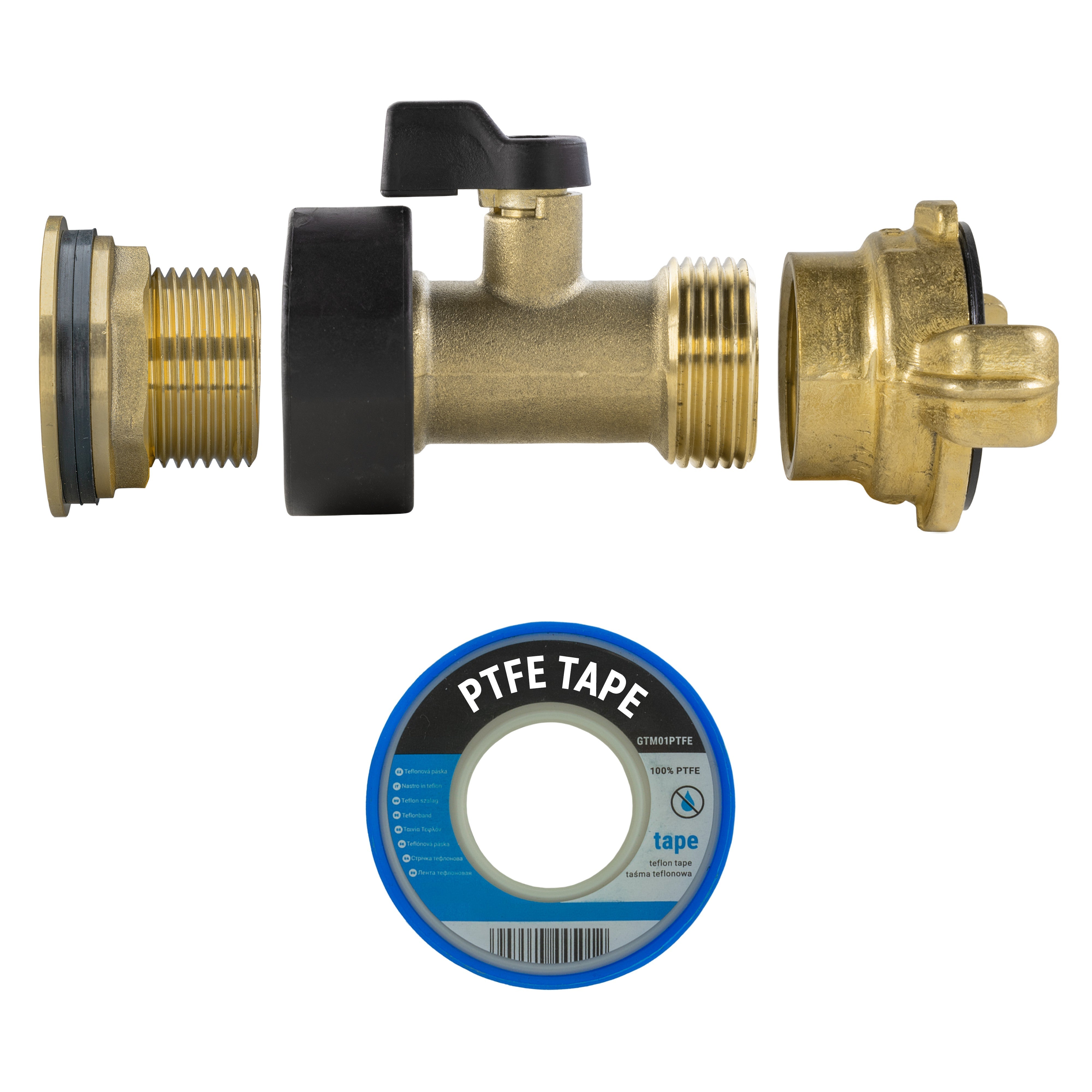 Water Butt Brass Kit 3/4" with Brass Valve + Geka and Drill Bit