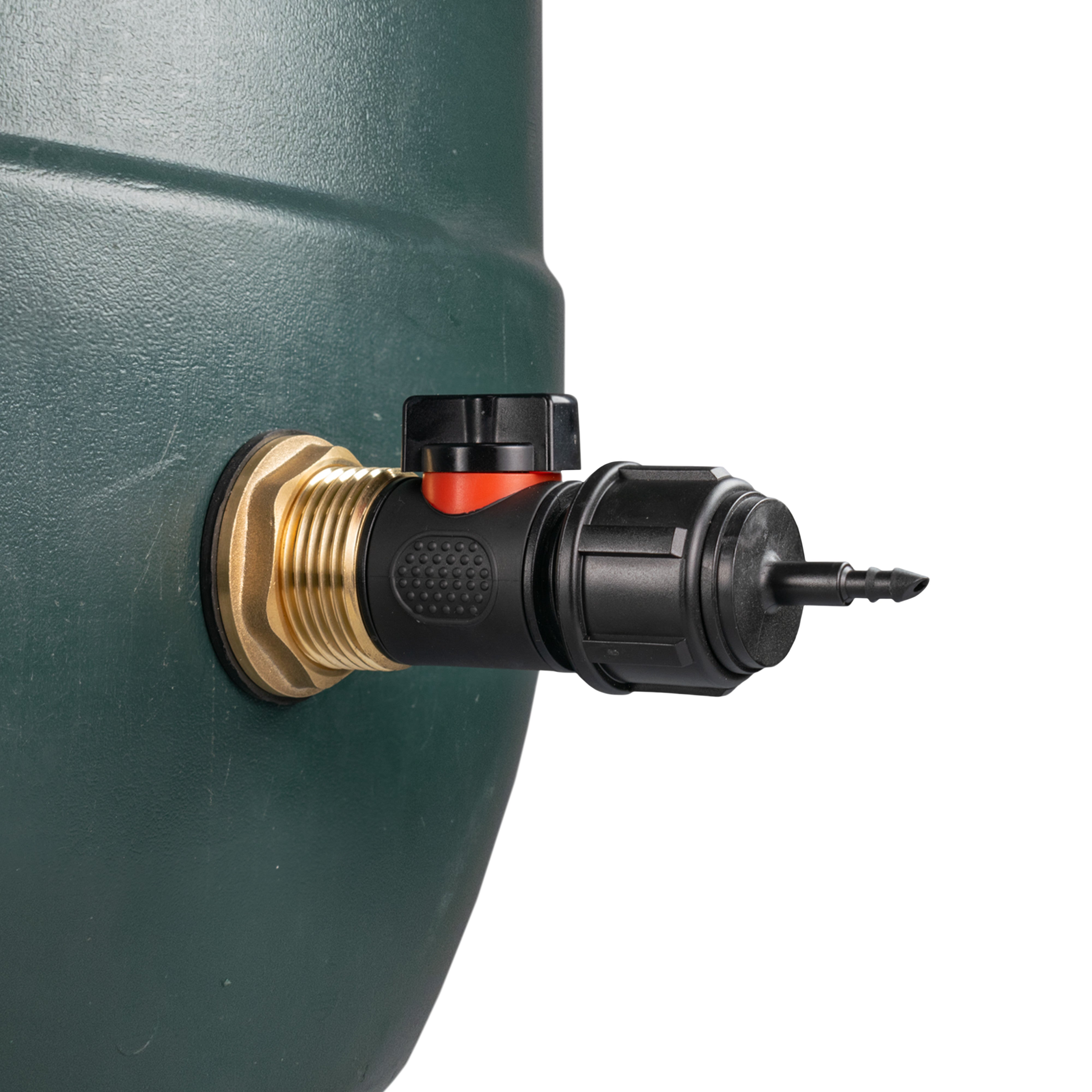 Water Butt Brass Kit 1" with In-Line Valve + 4mm Barb