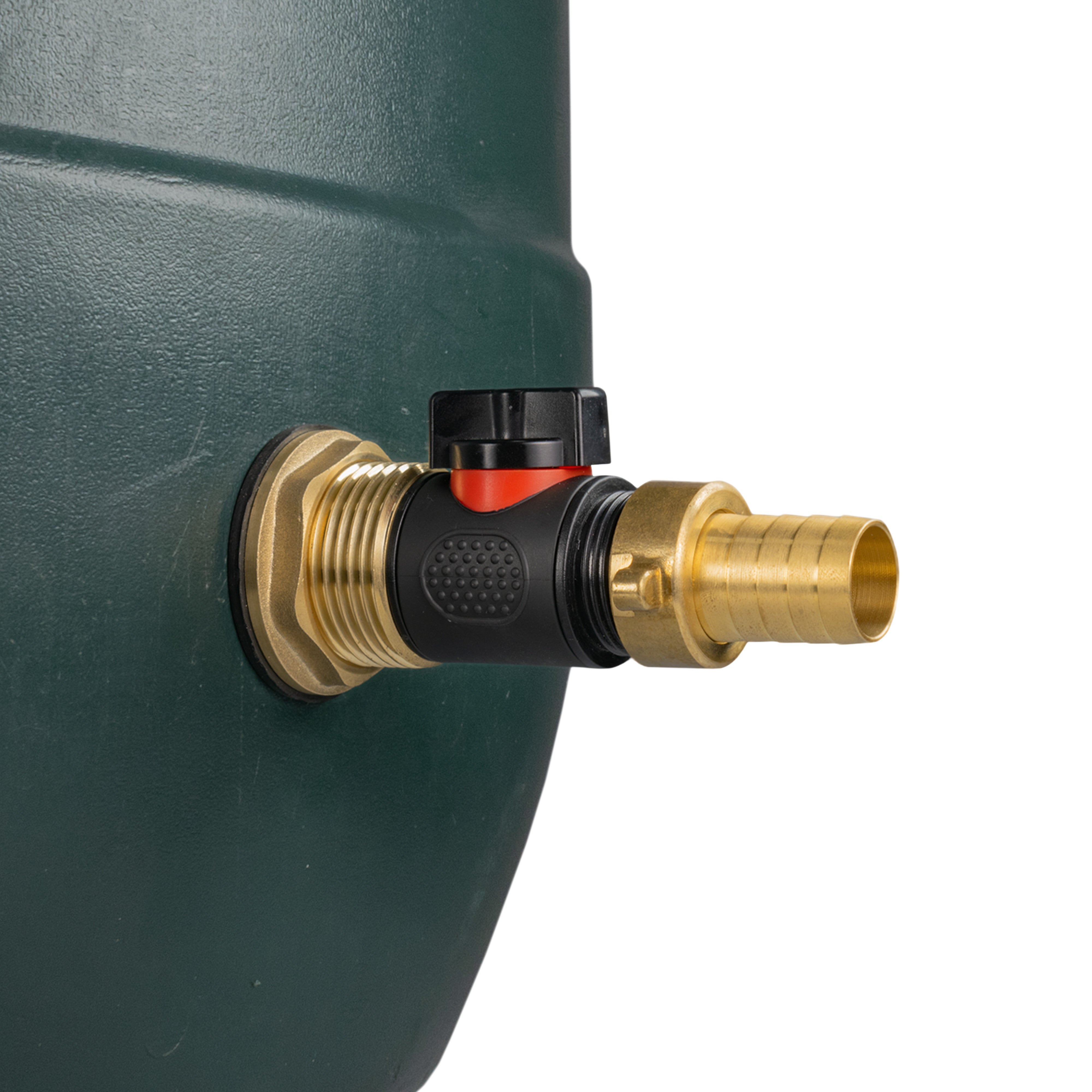 Water Butt Brass Kit 1" with In-Line Valve + 3/4" Brass Barb