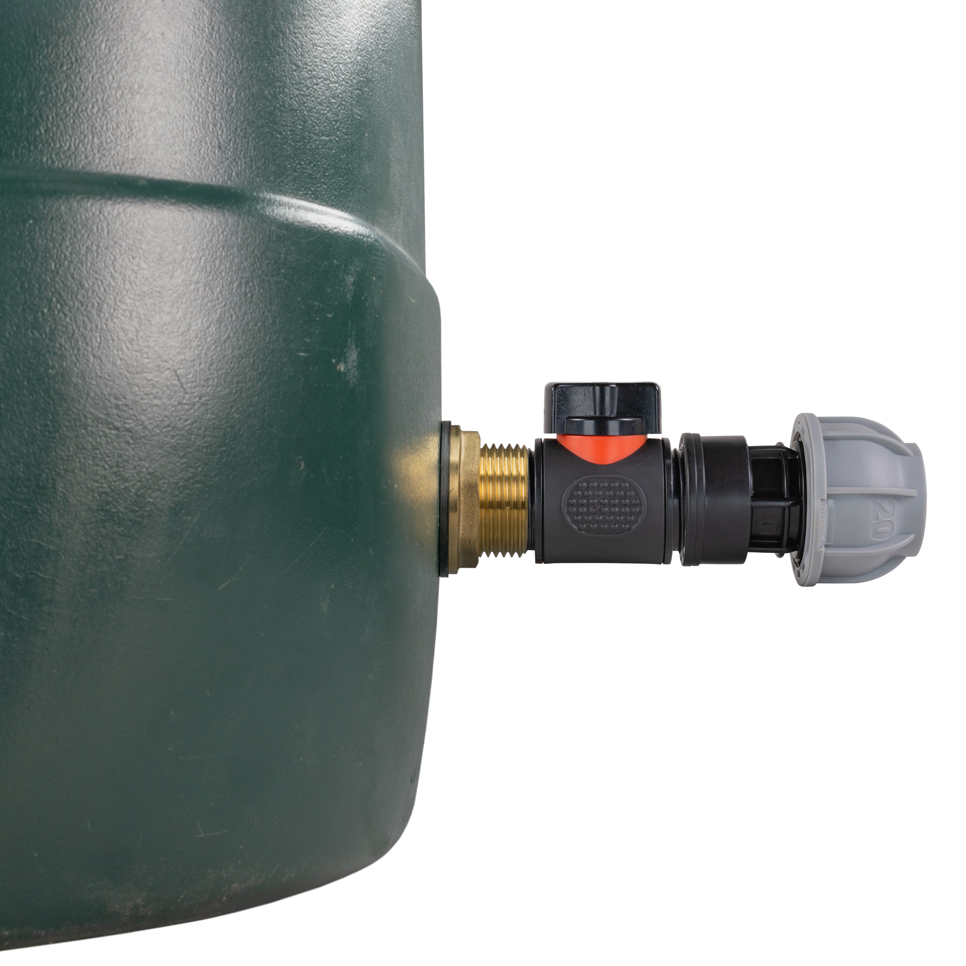 Water Butt Brass Kit 1" with In-Line Valve + 20mm MDPE