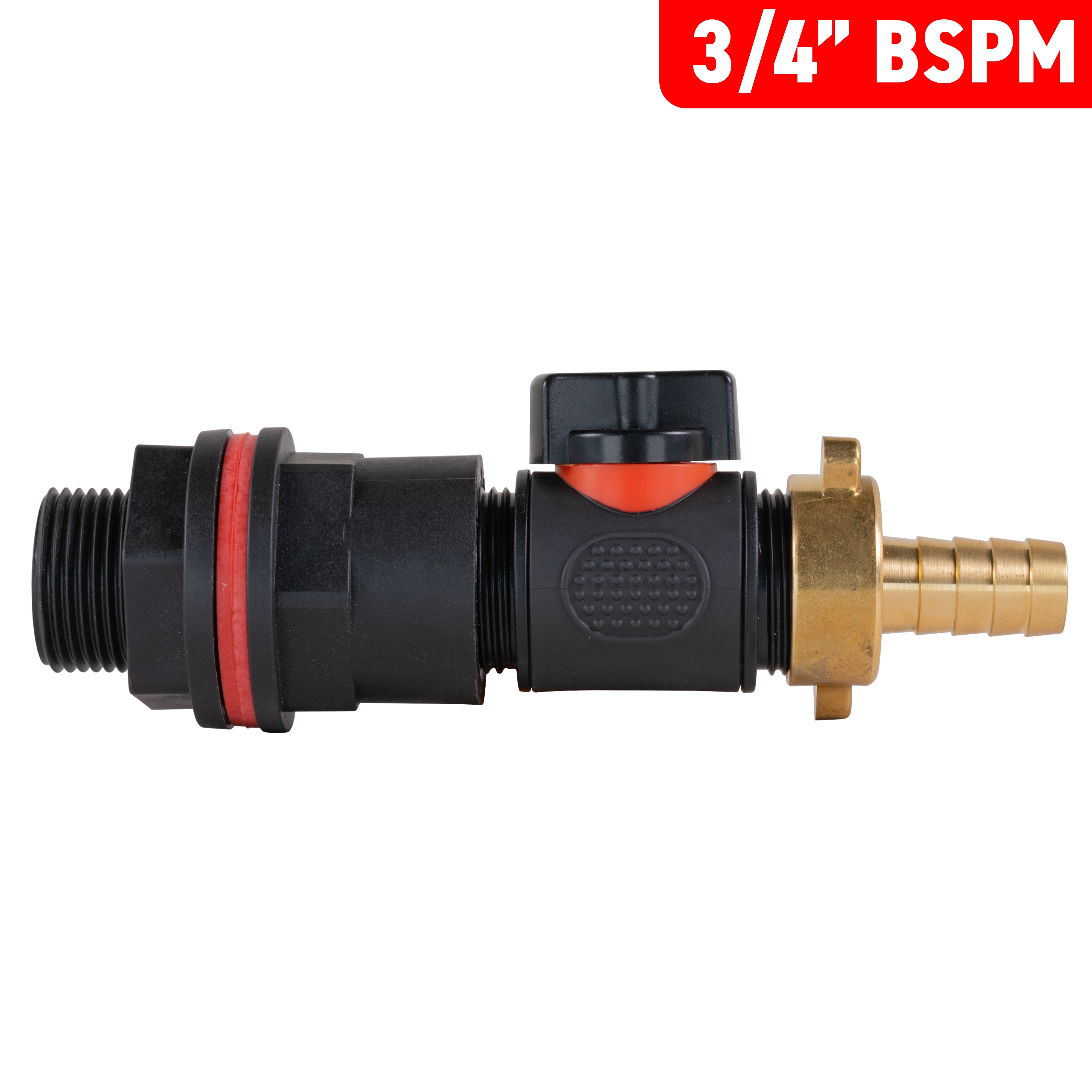 Water Butt Kit 3/4" with In-Line Valve + 13mm Brass Barb