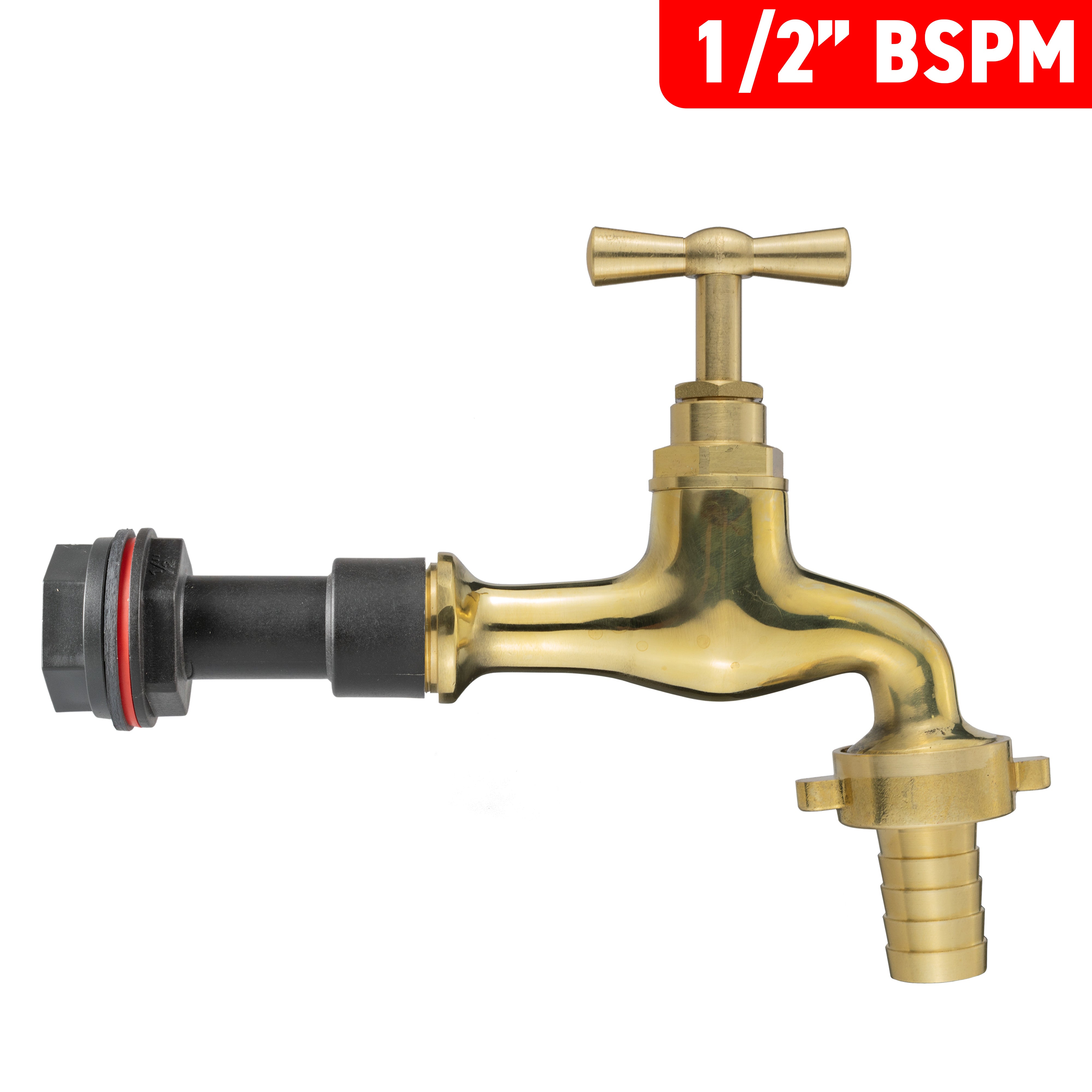 Water Butt Extension Kit 1/2" with 15mm Barbed Polished Brass Tap and Drill Bit