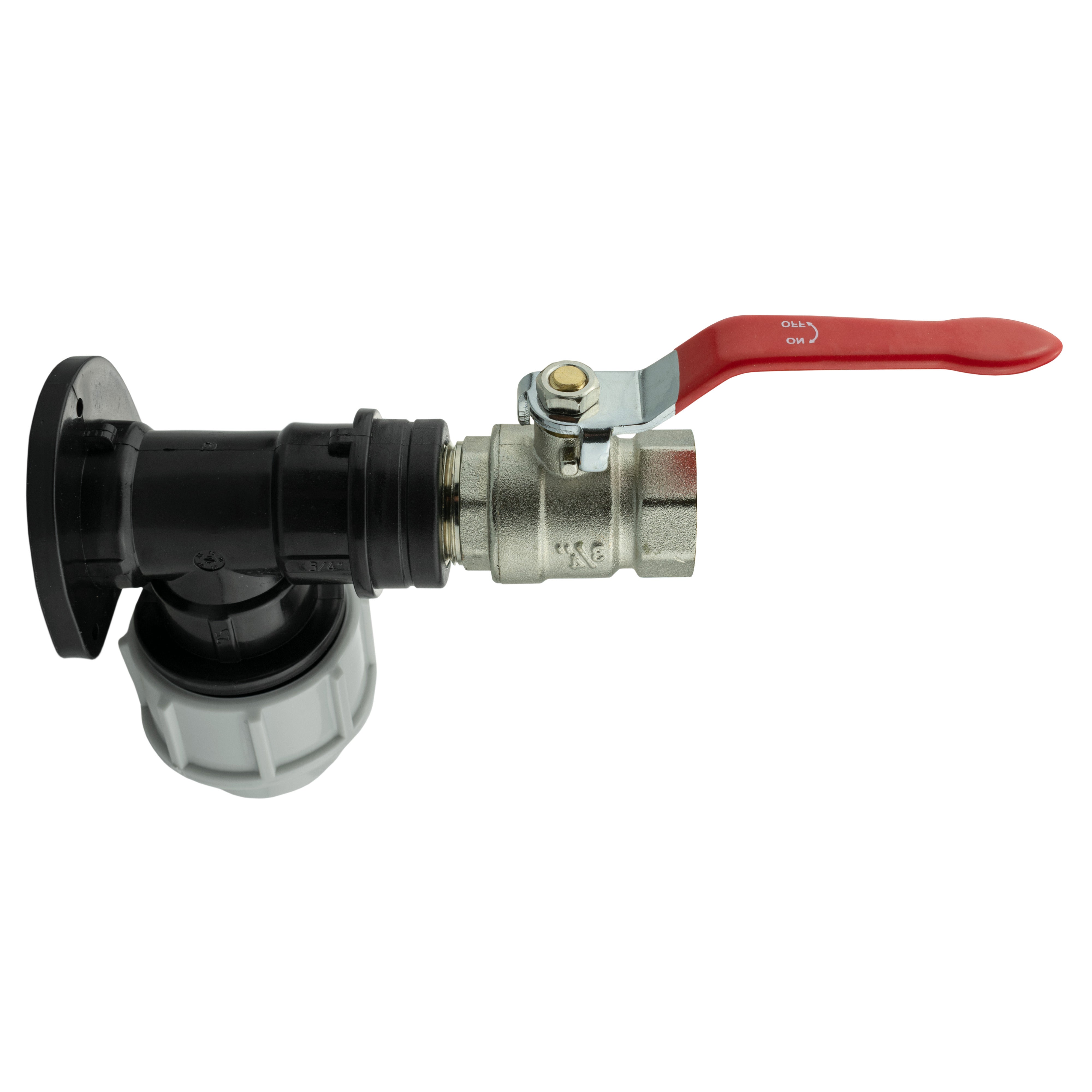 Wall Flange Kit 32mm MDPE + Lever Valve ¾” BSP