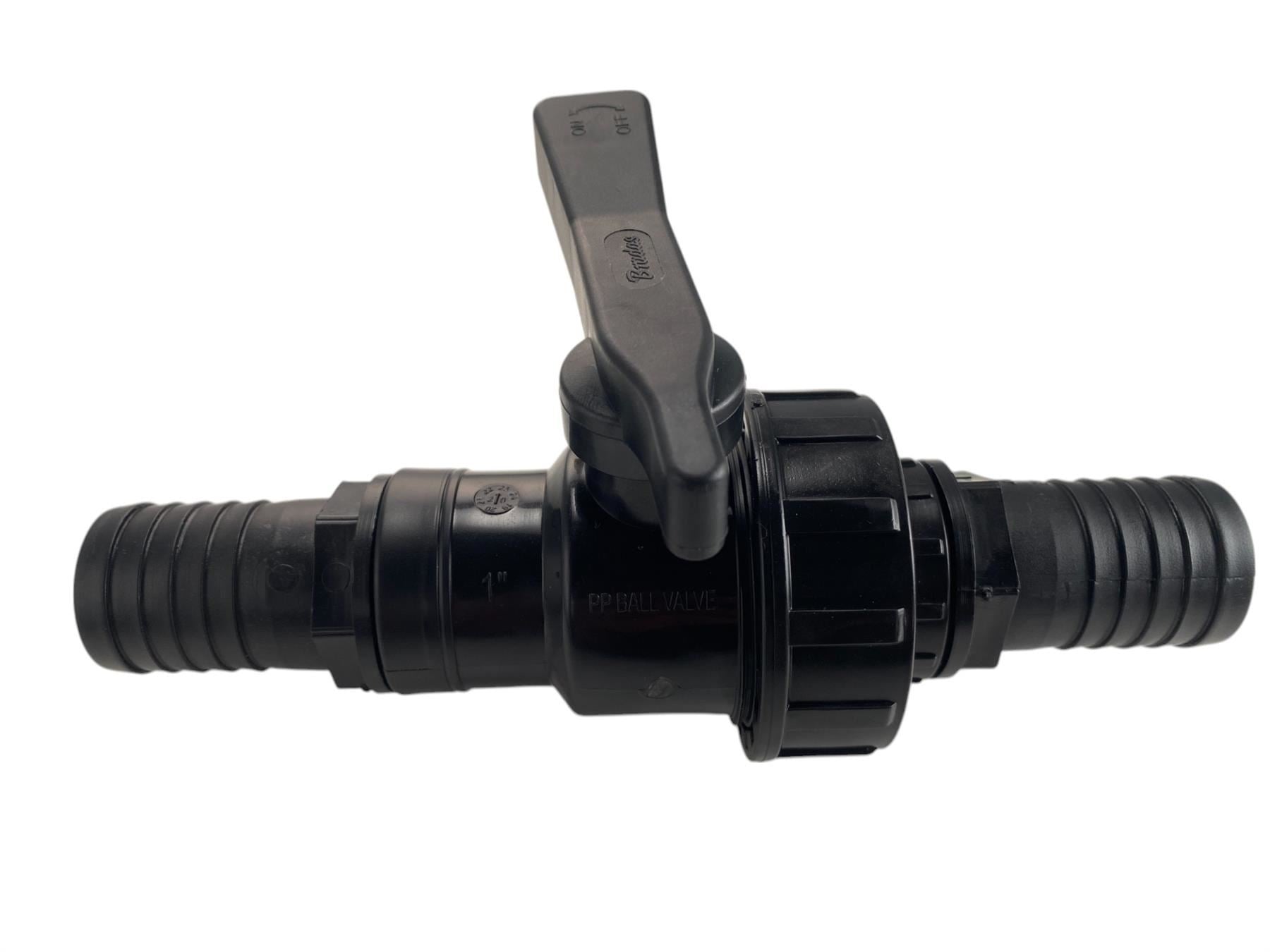 Full Flow Single Union Ball Valve 1.5"BSPF with 40mm Barb Connector Kit