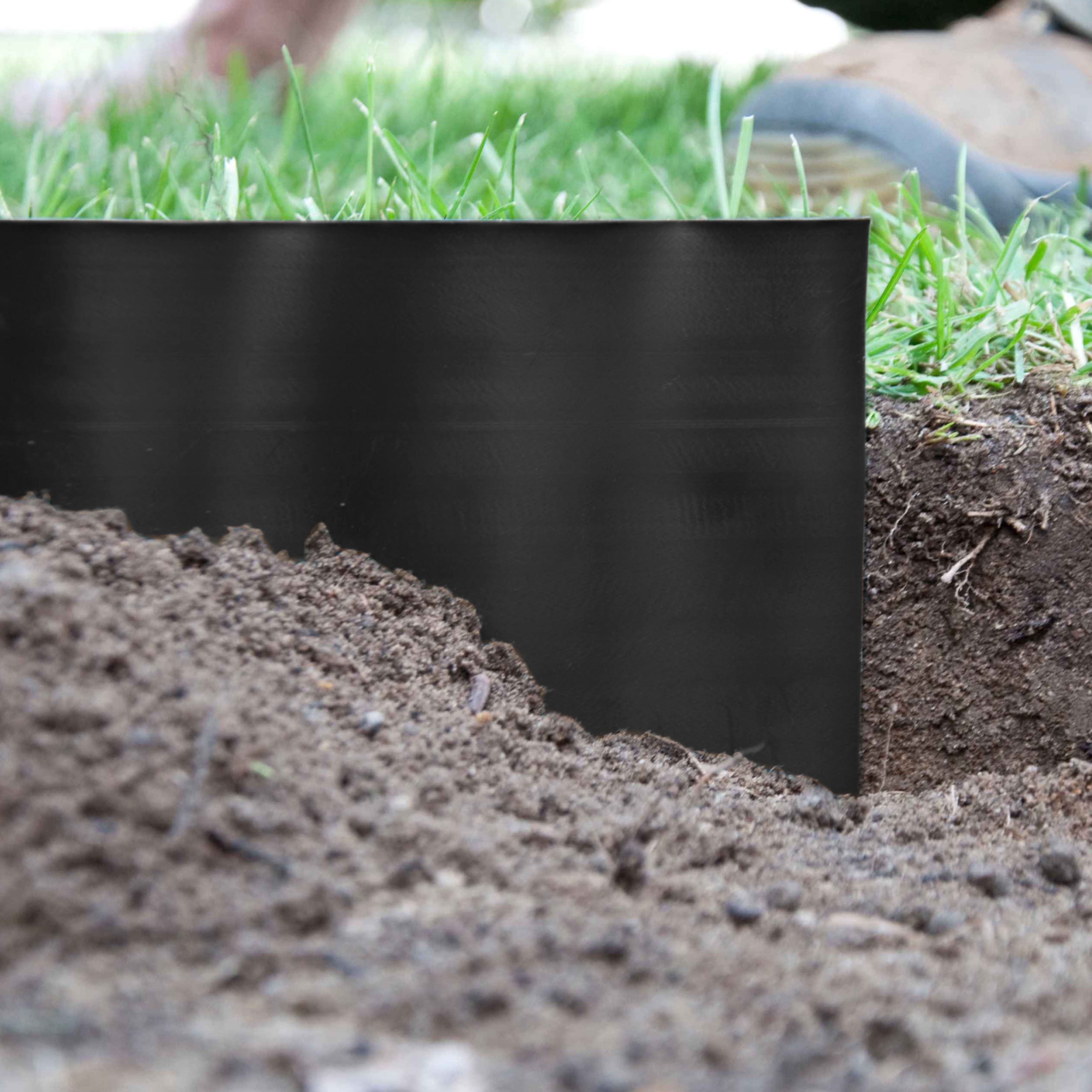 Wavy Plastic Garden Lawn Edging, H=25CM, L=9M, Black