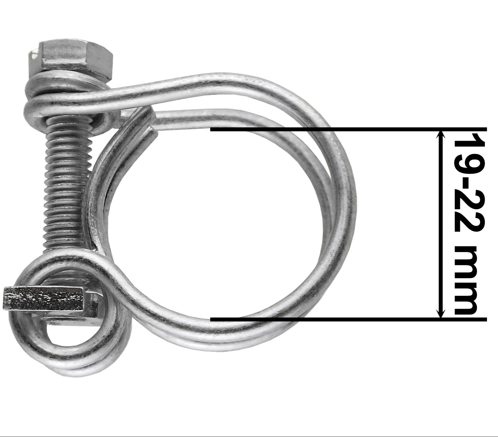 Double Wire Hose Clamp Galvanised 19mm-22mm