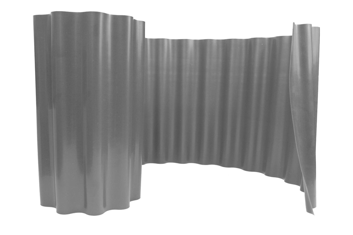 Wavy Plastic Garden Lawn Edging, H=15CM, L=9M, Light Gray