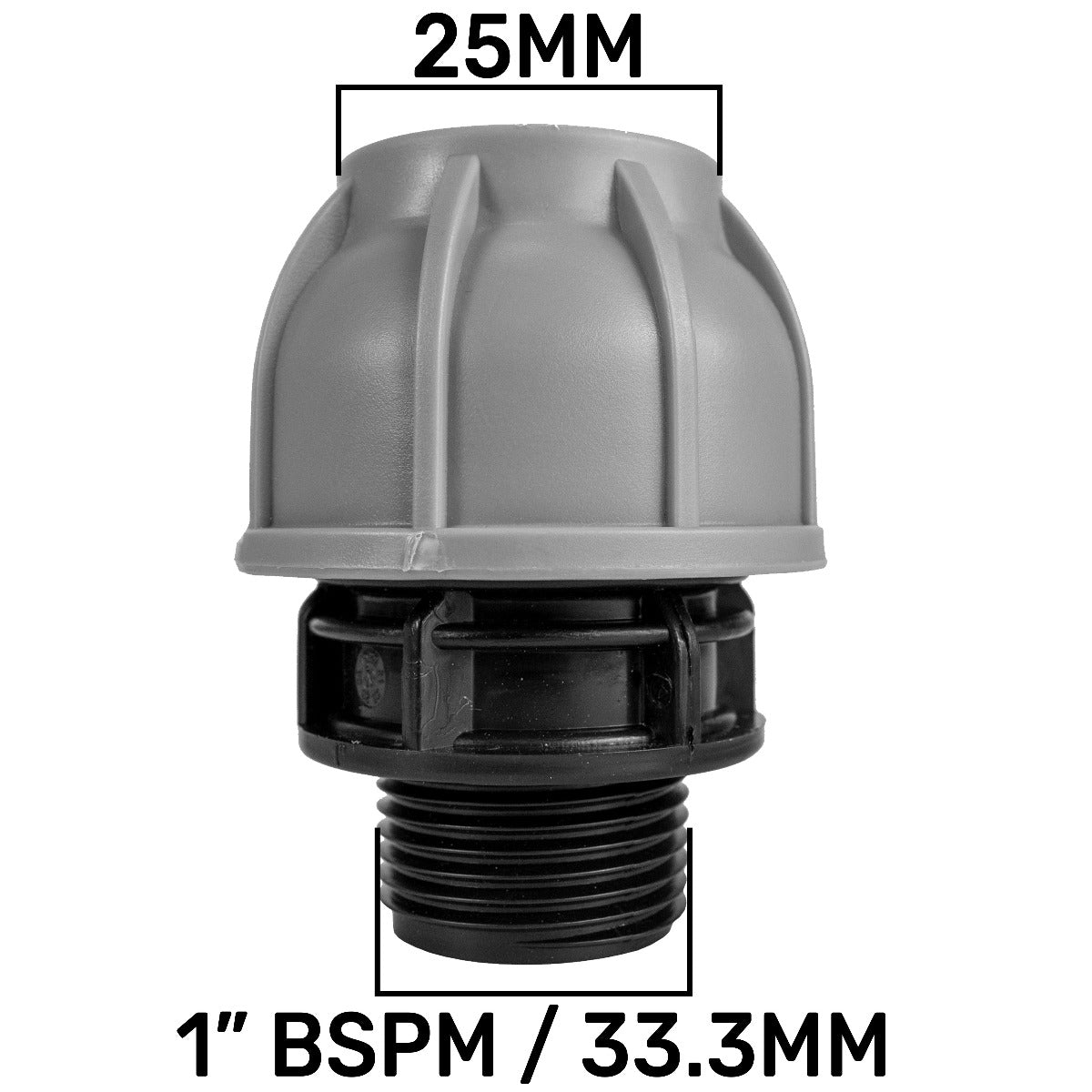 IBC 2” S60X6 – 1" BSPF Extender Adaptor with MDPE Straight 25mm