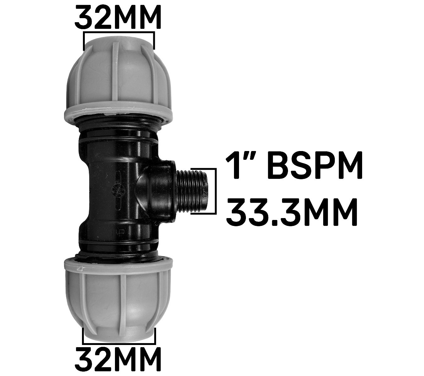 IBC 2” S60X6 Cap with 32mm MDPE Tee